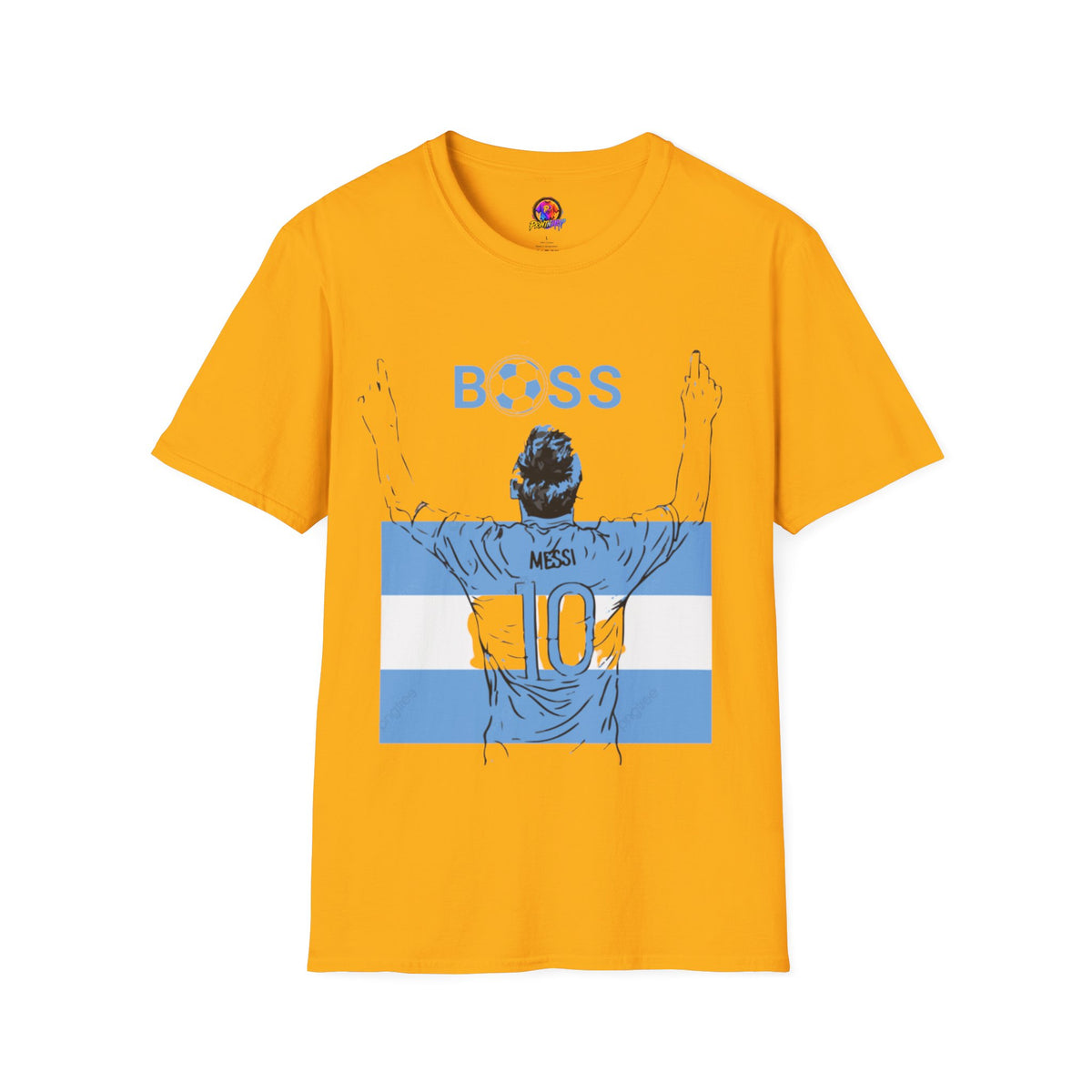 Soccer Boss T‑Shirt — 'BOSS' Striped Football Player Graphic Tee