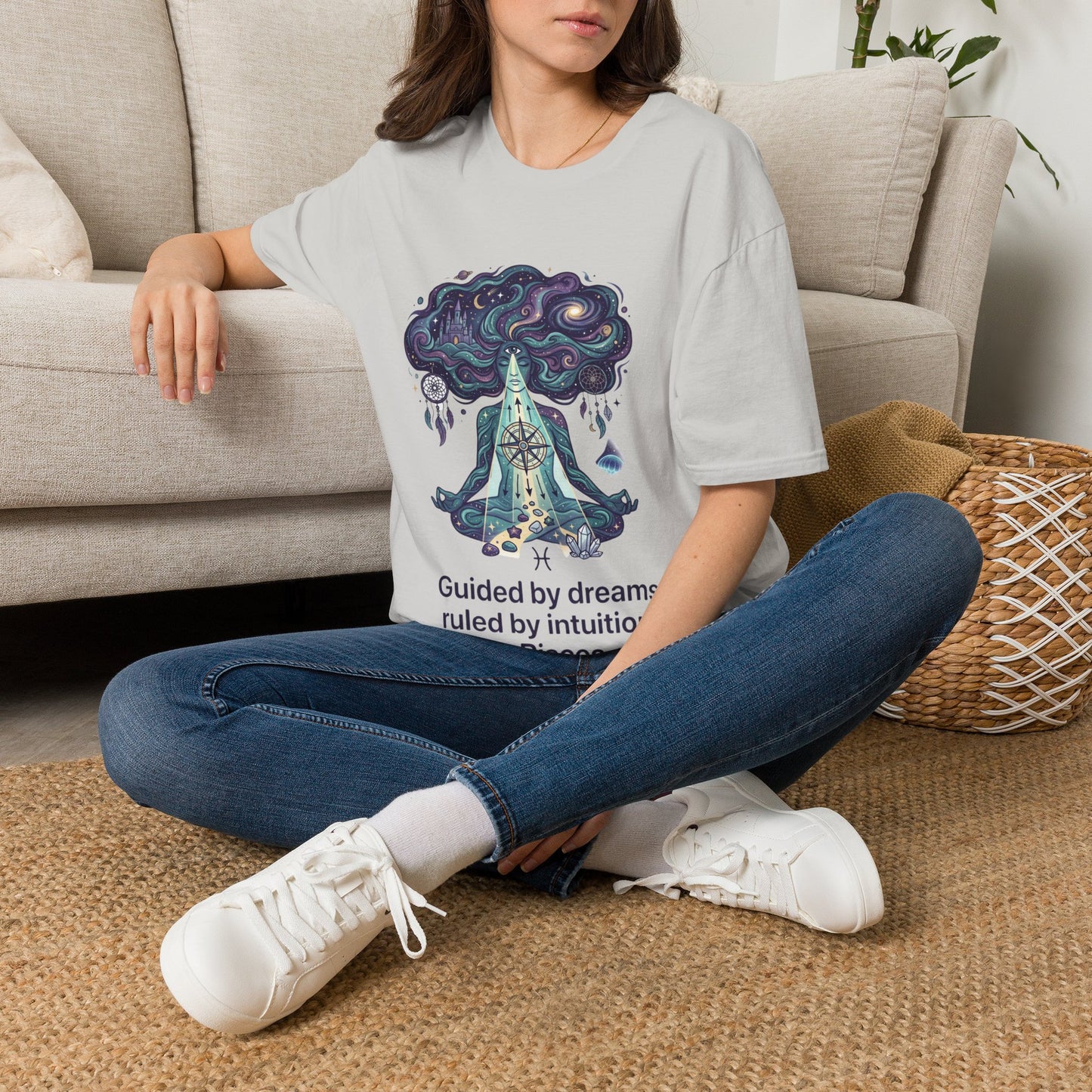 Dreamy Meditation T-Shirt — 'Guided by dreams, ruled by intuition' Spiritual Art Tee