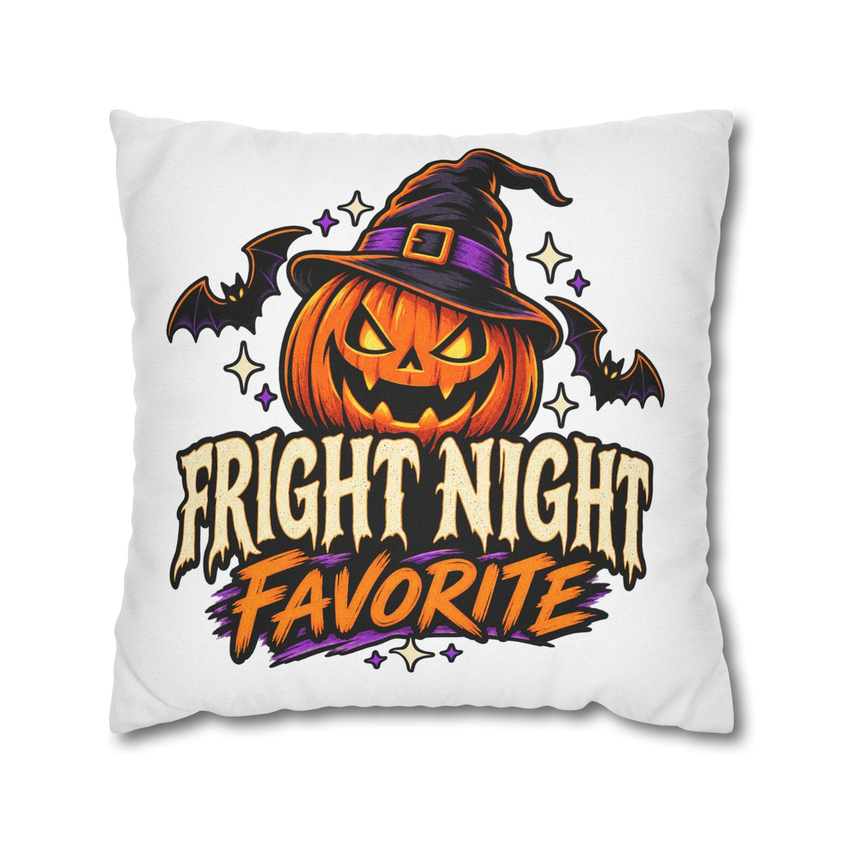 Halloween Pumpkin Pillowcase — "Fright Night Favorite" Spun Polyester Throw Pillow Cover