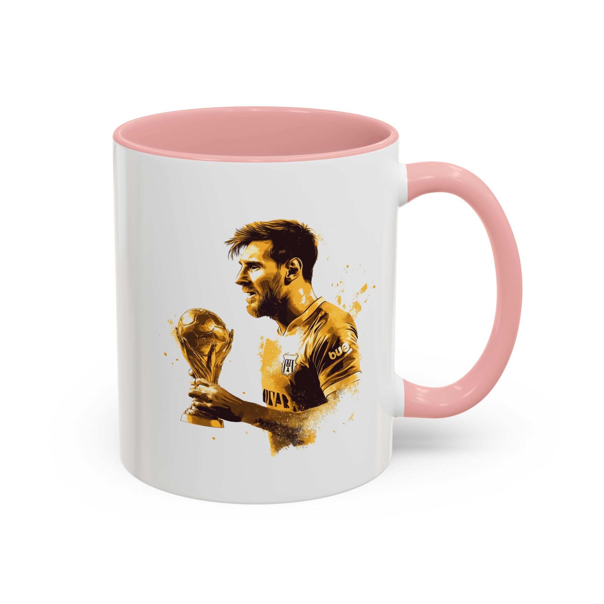 Soccer Legend Coffee Mug — Player Holding Trophy Accent Mug