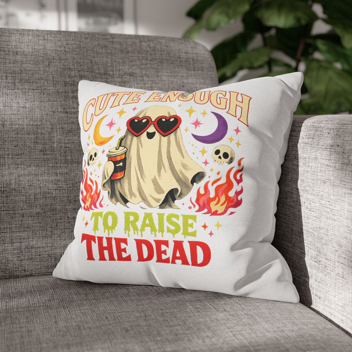 Halloween Cute Enough to Raise the Dead Ghost Pillowcase — Halloween Decorative Throw Pillow Cover