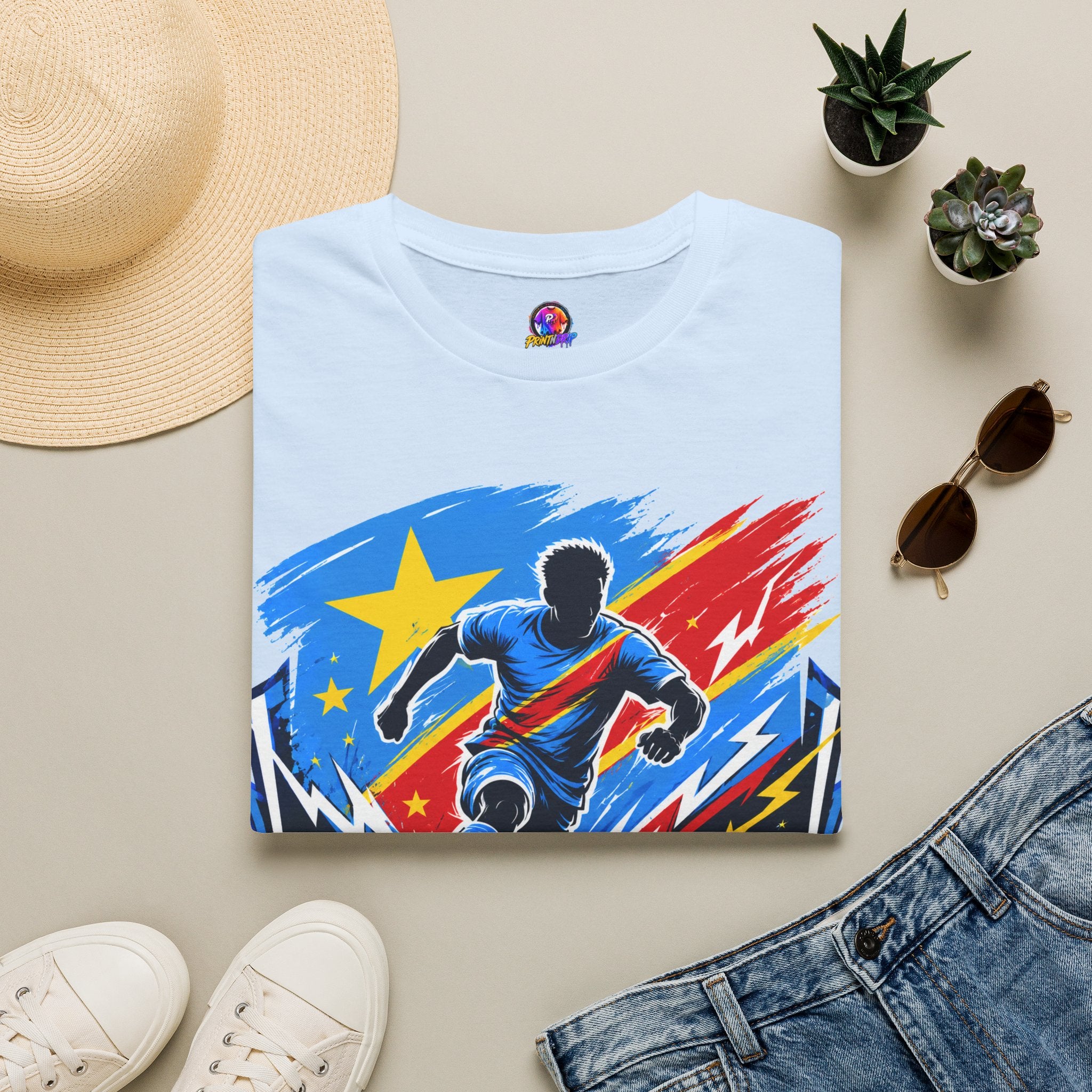 Congo Soccer T-Shirt — Congo Blue Rise Football Fan Tee