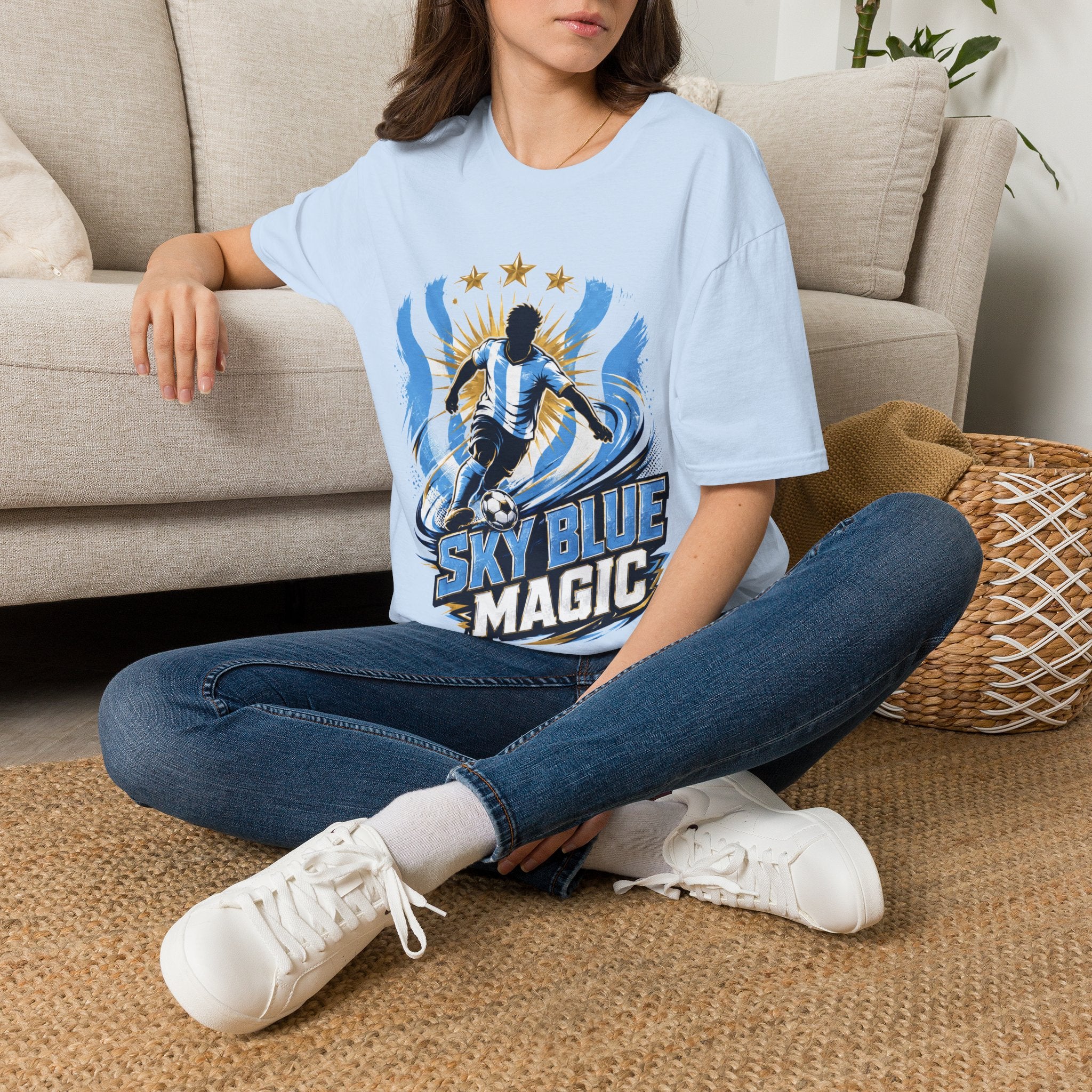 Argentina Sky Blue Magic Soccer T-Shirt — Argentinian Football Player Graphic Tee