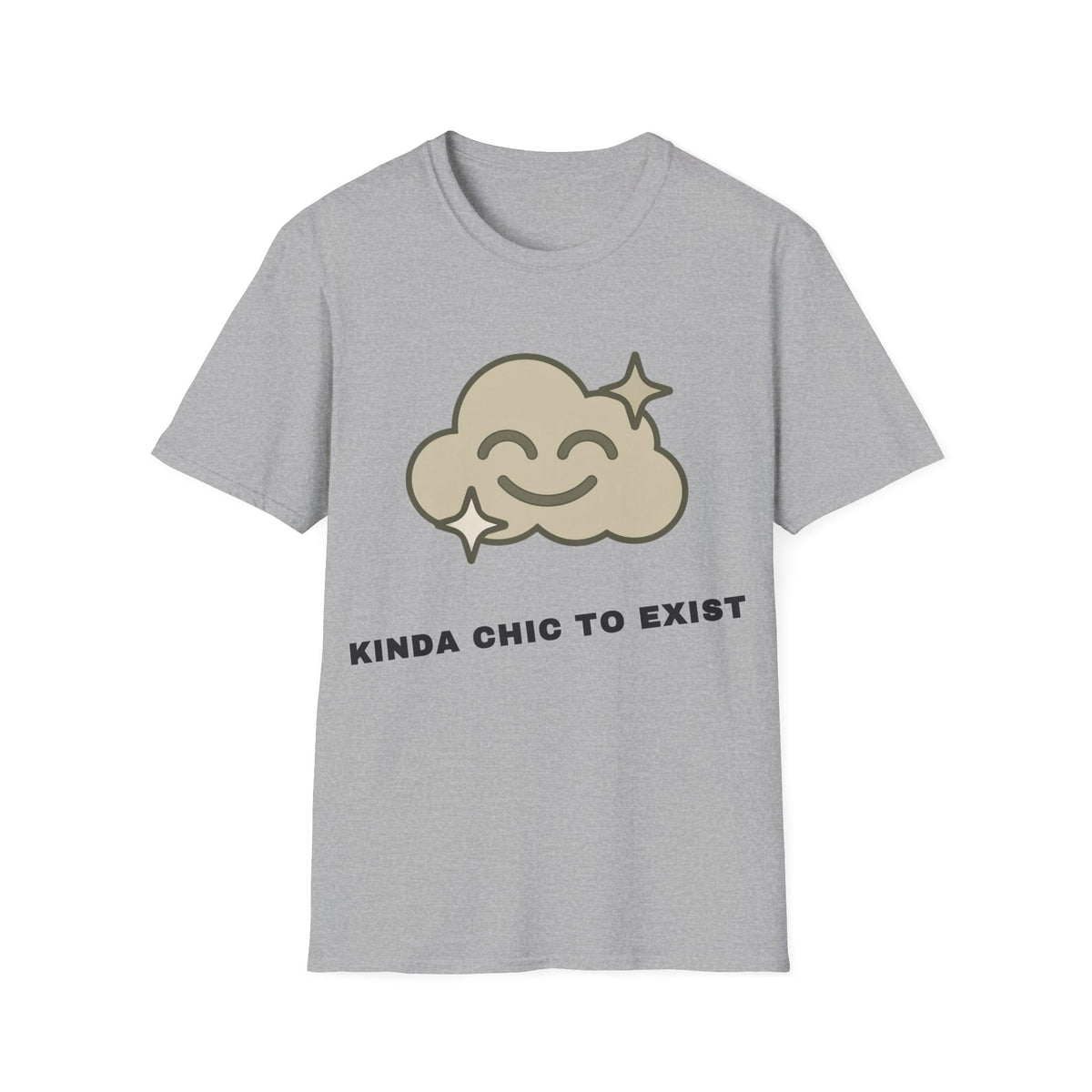 T-Shirt — "Kinda Chic to Exist" Smiling Cloud Graphic Tee - Trending Now - September 2026