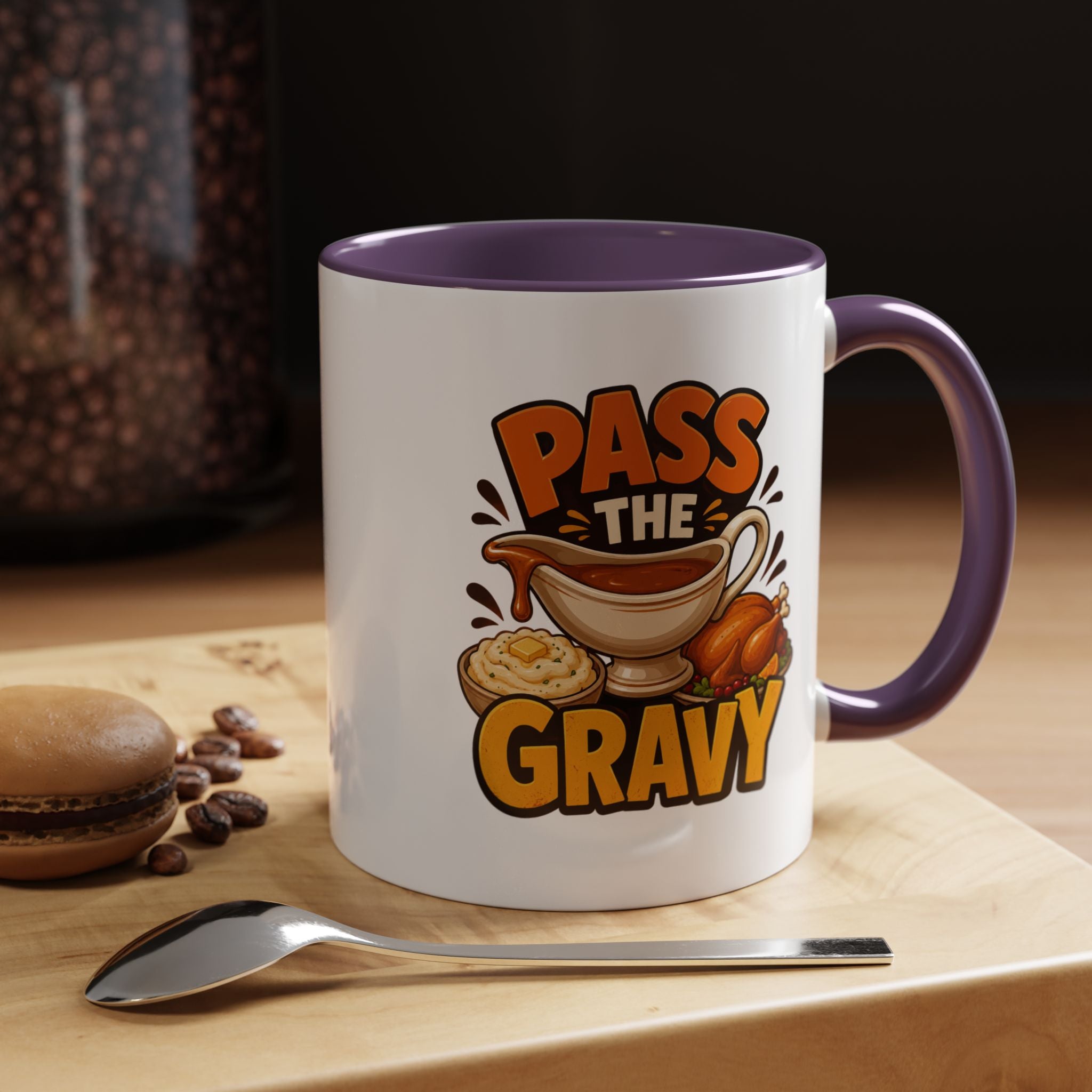 Thanksgiving Mug Pass the Gravy Coffee Mug — Thanksgiving Turkey & Gravy Bowl Accent Mug