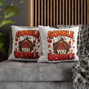 Thanksgiving Throw Pillowcase — "Gobble Till You Wobble" Turkey Pillowcase