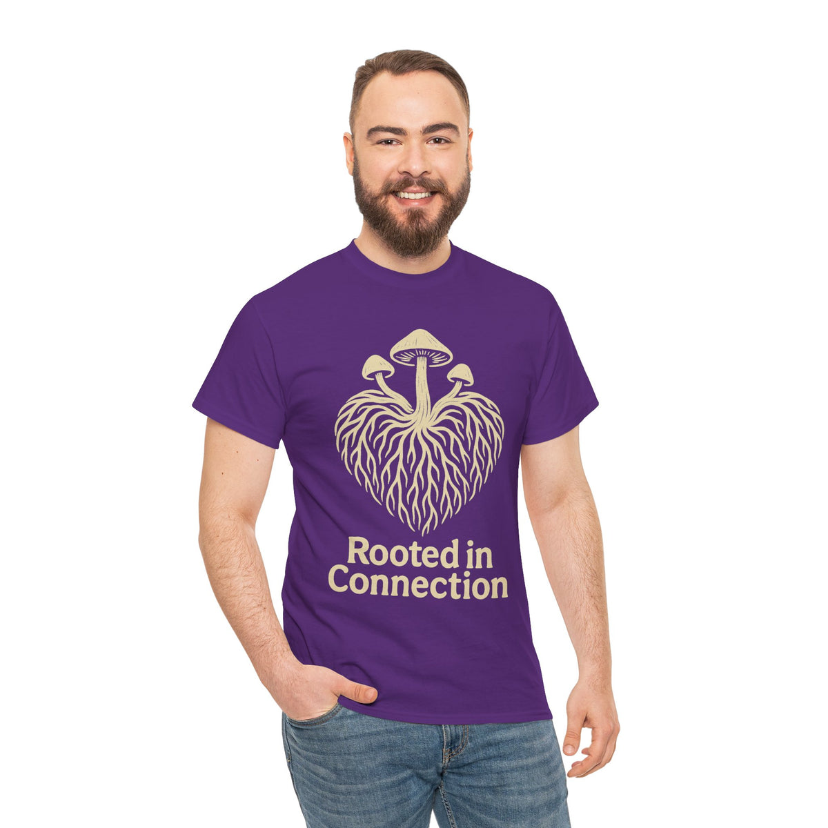 Rooted in Connection Mushroom Graphic Tee - Aesthetic Nature T-Shirt - Trending Now - September 2026