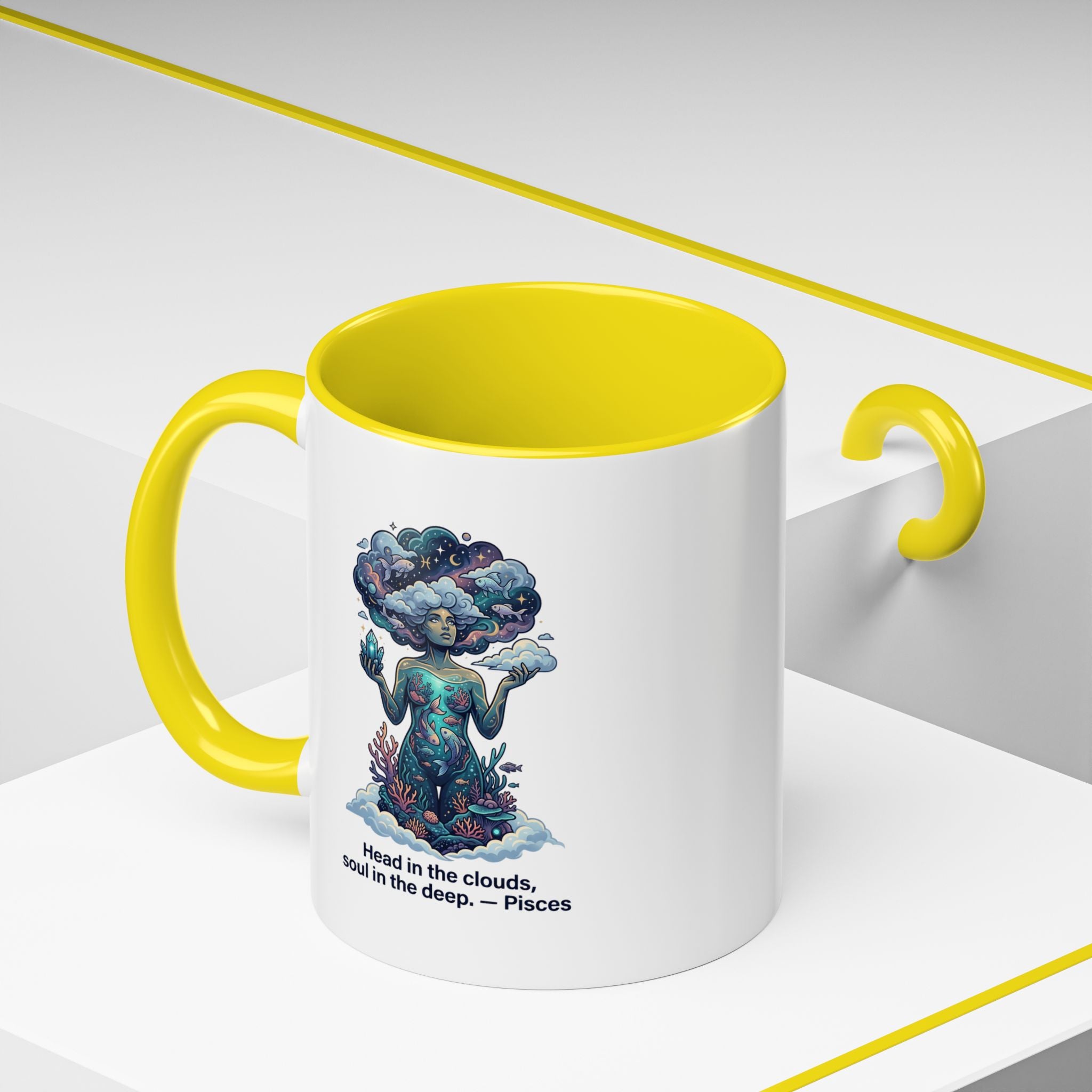 Pisces Coffee Mug — "Head in the clouds, soul in the deep" Accent Mug