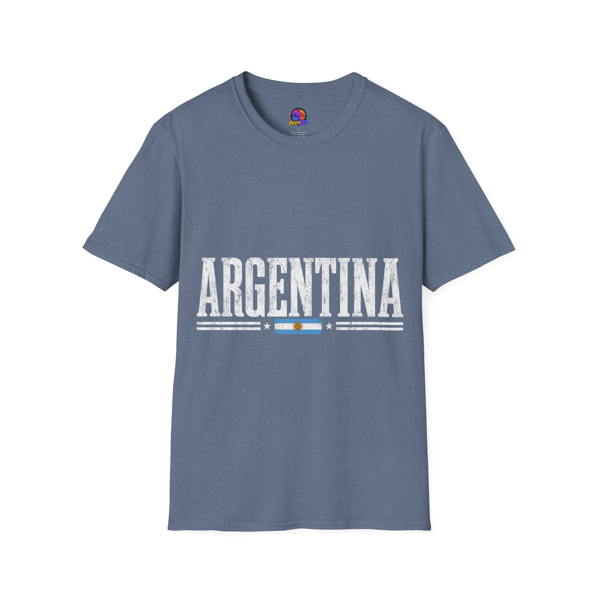 Argentina Graphic T-Shirt — Retro Flag Stripe Football Soccer Tee
