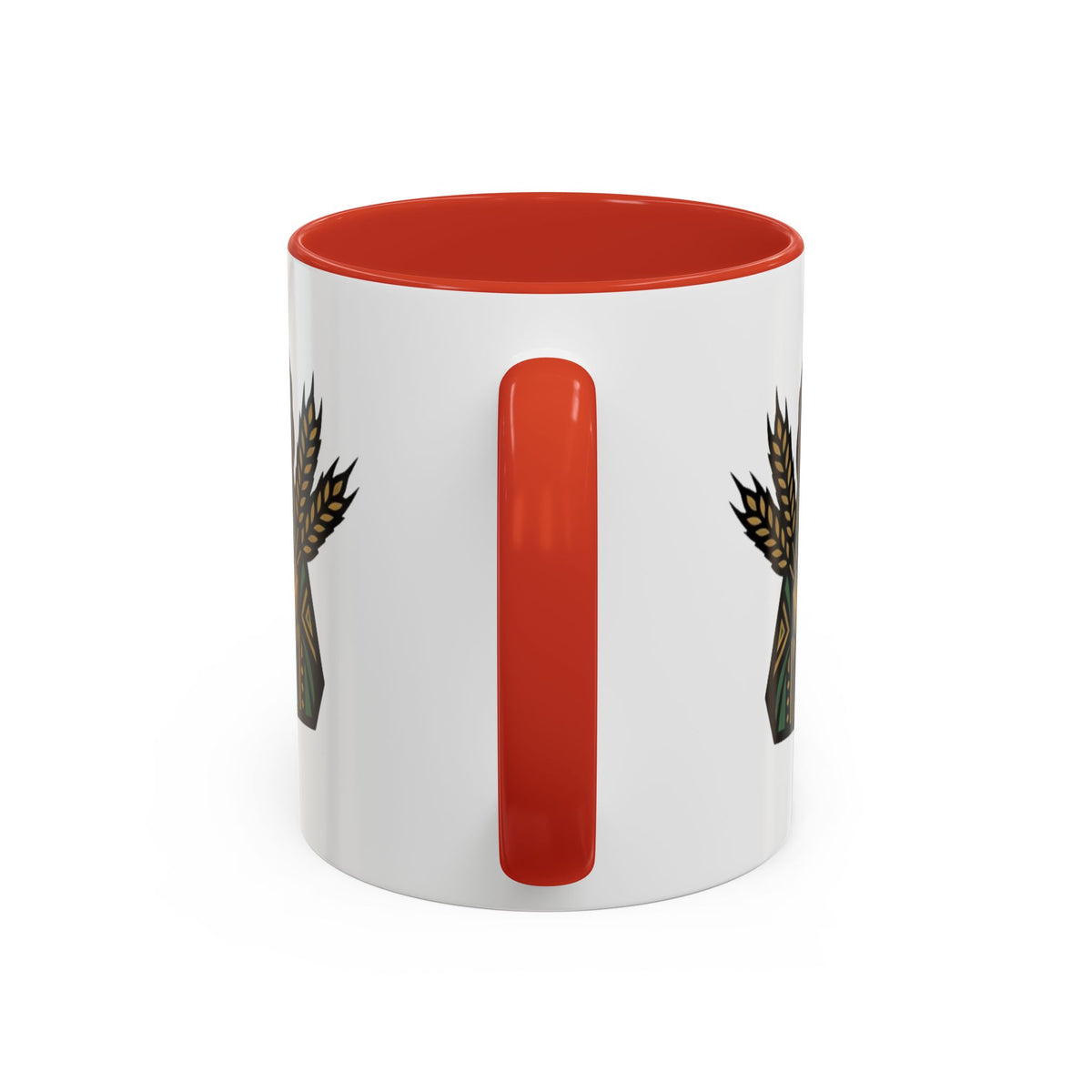 Virgo Zodiac Harvest Goddess Accent Coffee Mug — Rustic Wheat & Earthy Green Tribal Design
