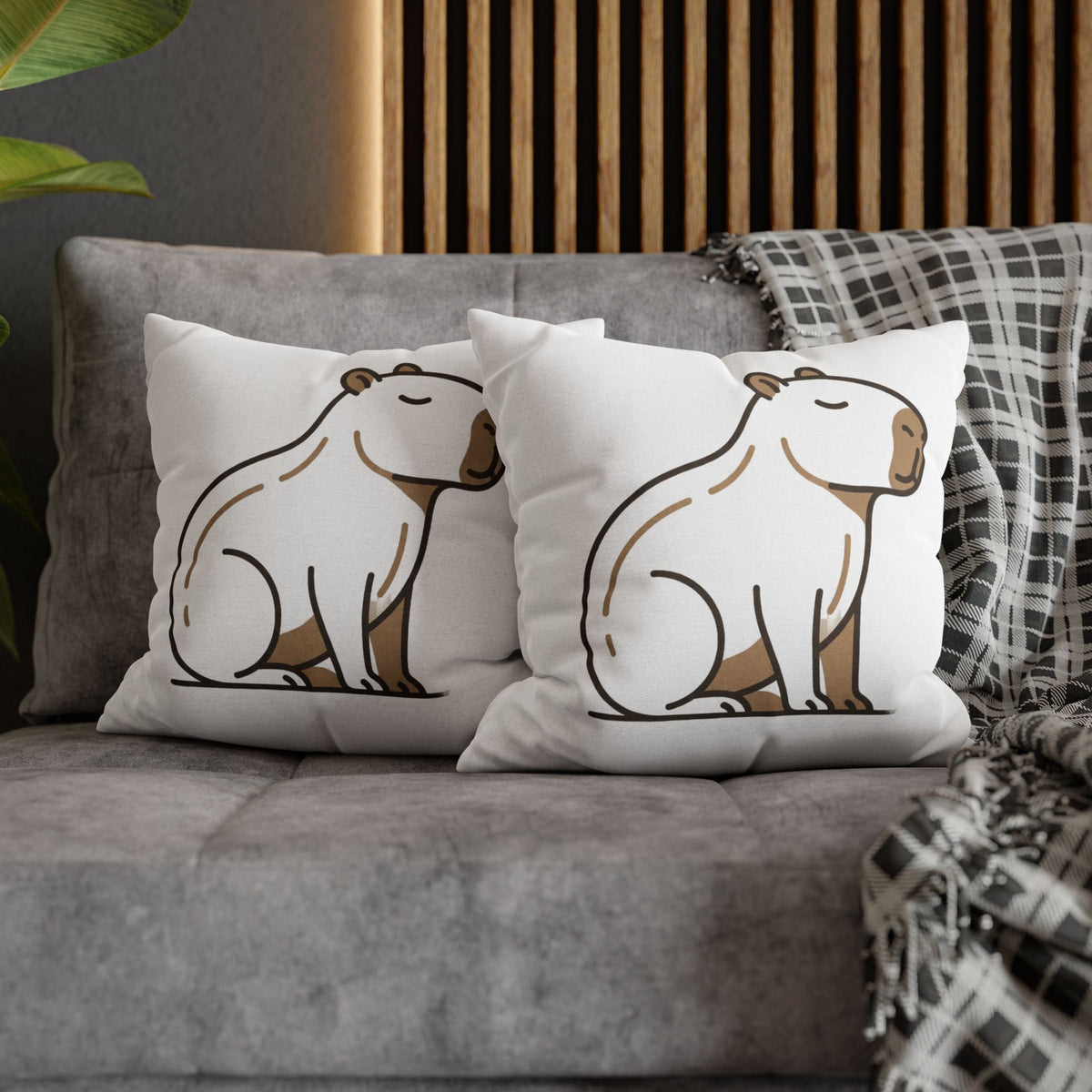 Funny Capybara Cute Throw Pillowcase – Minimalist Animal Decorative Cushion