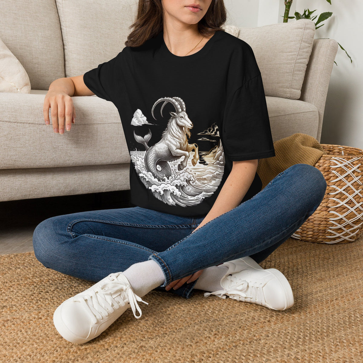 Capricorn Goat-Mermaid T-Shirt — Mythical Sea Goat Zodiac Tee