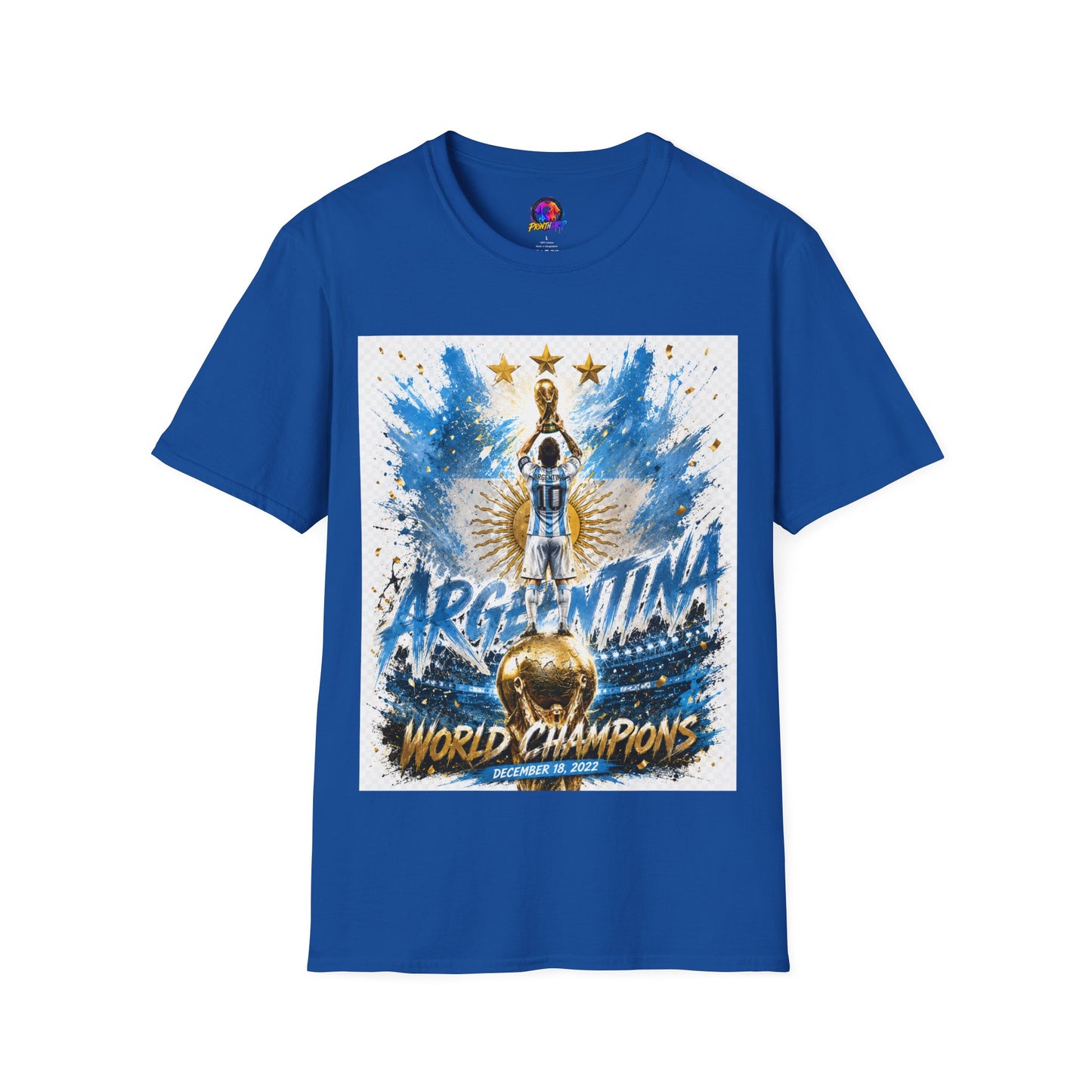 Argentina World Champions T‑Shirt — Soccer World Cup 3 Stars Tribute