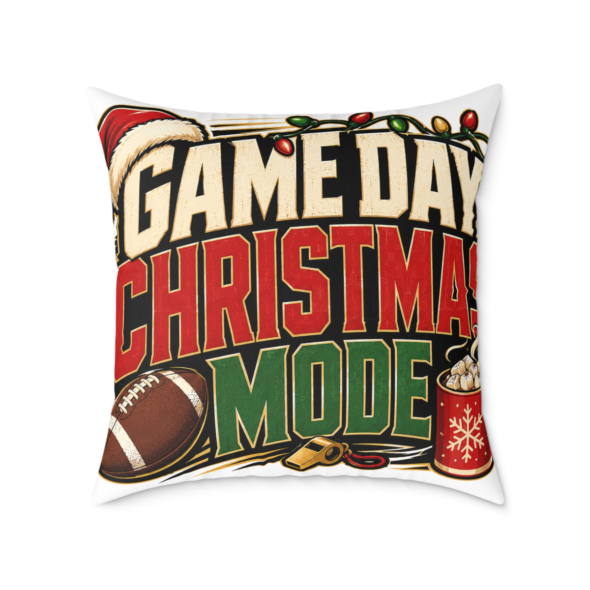 Modern Day Christmas Game Day Christmas Mode Square Poly Canvas Pillow