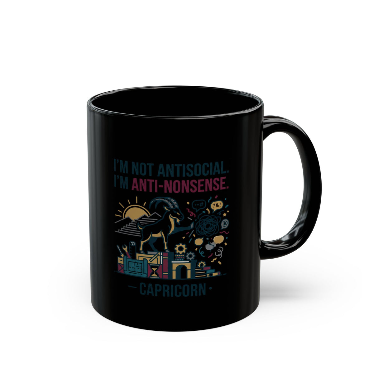 Capricorn Mug - "Not Antisocial, Anti-Nonsense" Astrology Coffee Cup
