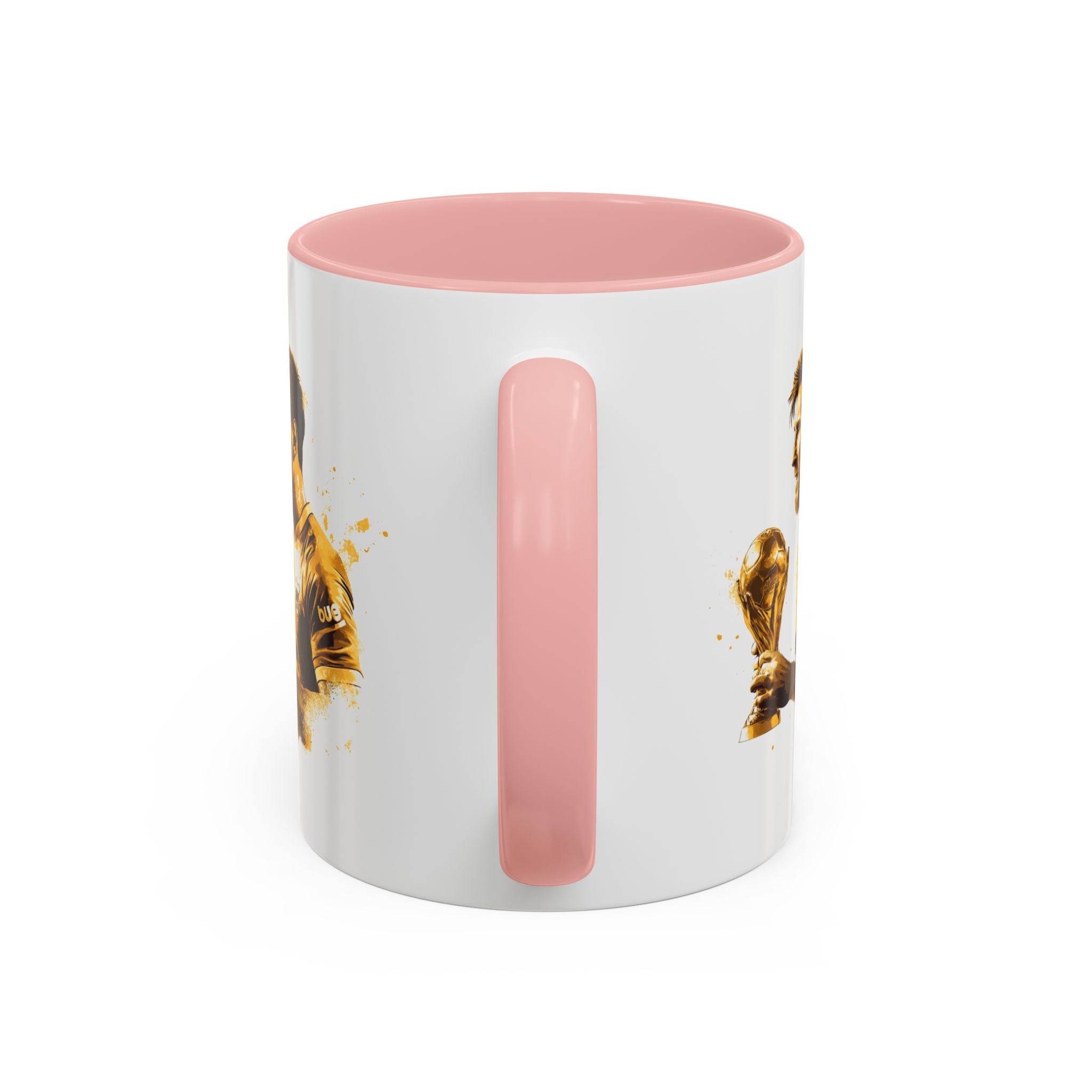 Soccer Legend Coffee Mug — Player Holding Trophy Accent Mug