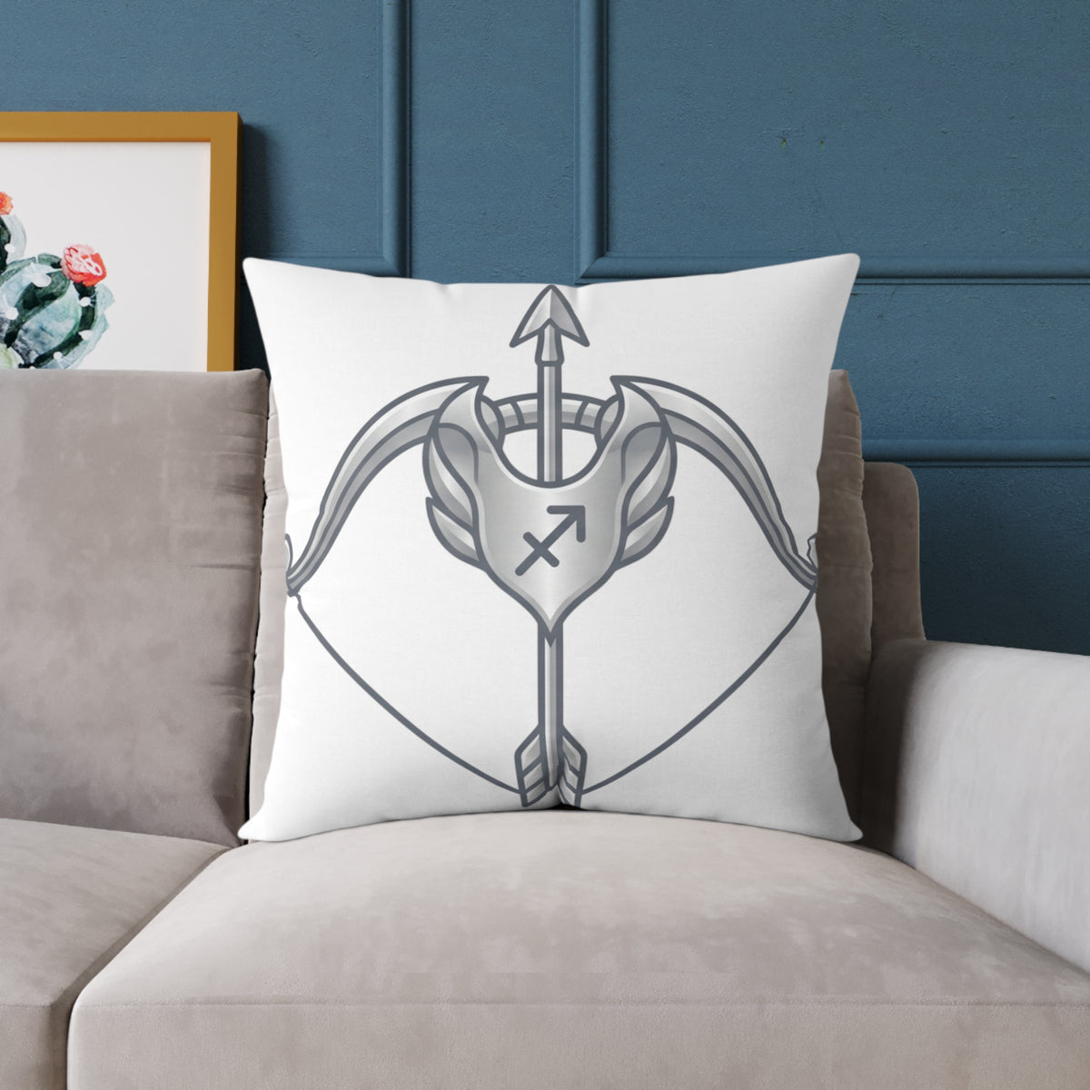Sagittarius Zodiac Arrow Astrological Square Poly Canvas Pillow