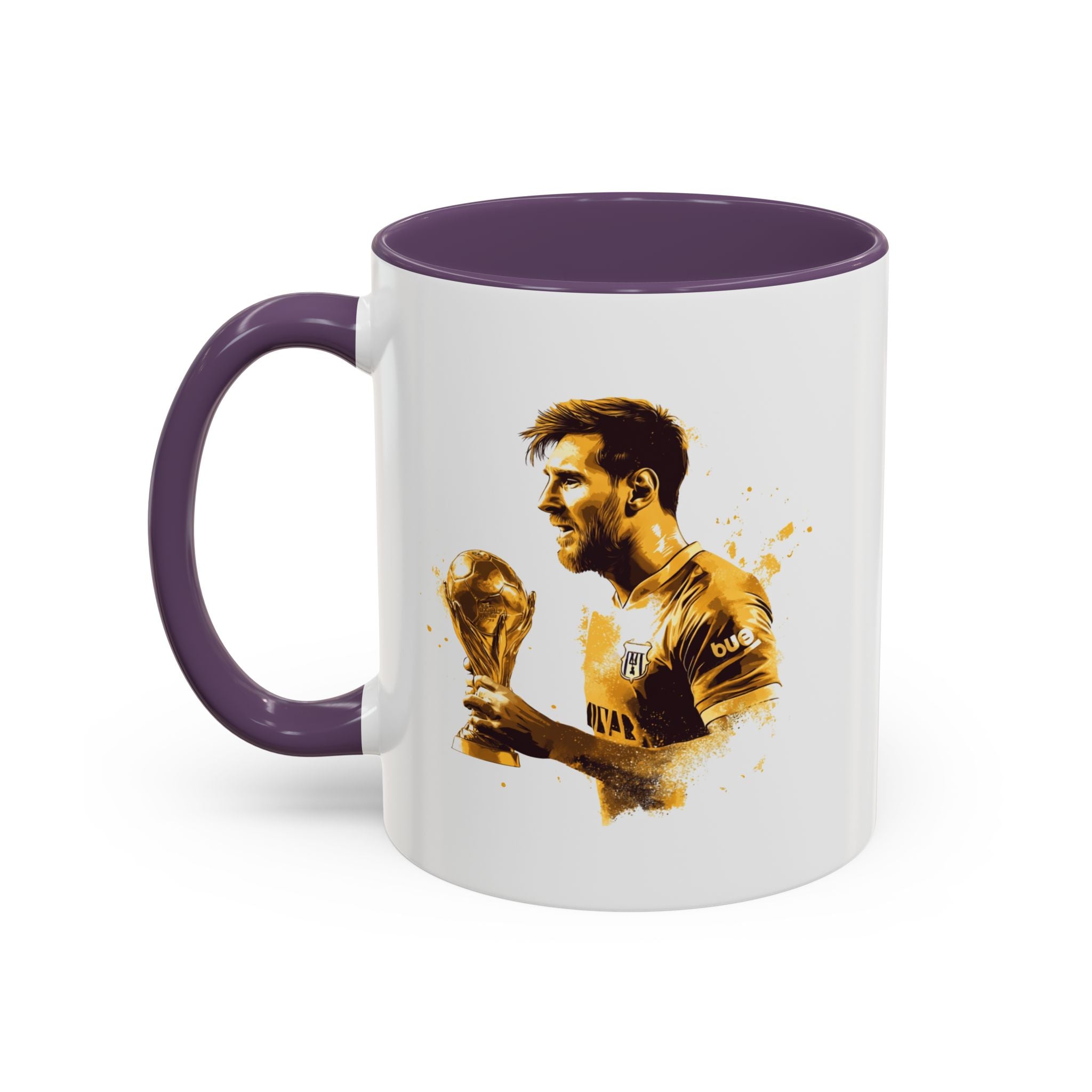 Soccer Legend Coffee Mug — Player Holding Trophy Accent Mug