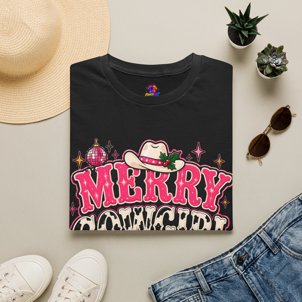 Merry Cowgirl Christmas T-Shirt