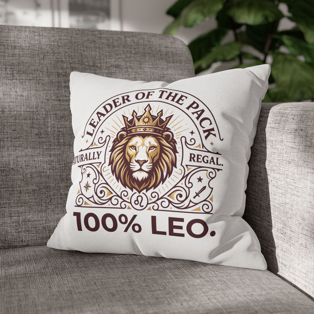 Leo Zodiac Leader Of The Pack Spun Polyester Square Pillowcase