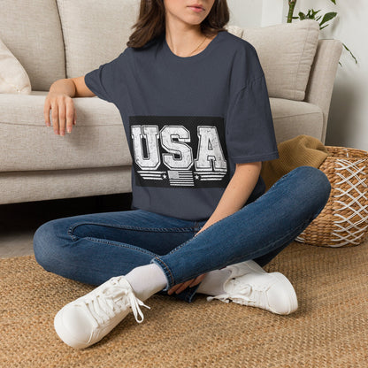 USA Vintage Block T-Shirt — Patriotic Americana Graphic Tee