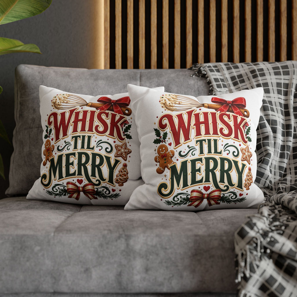 Christmas Whisk 'Til Merry Christmas Pillowcase Spun Square Pillowcase