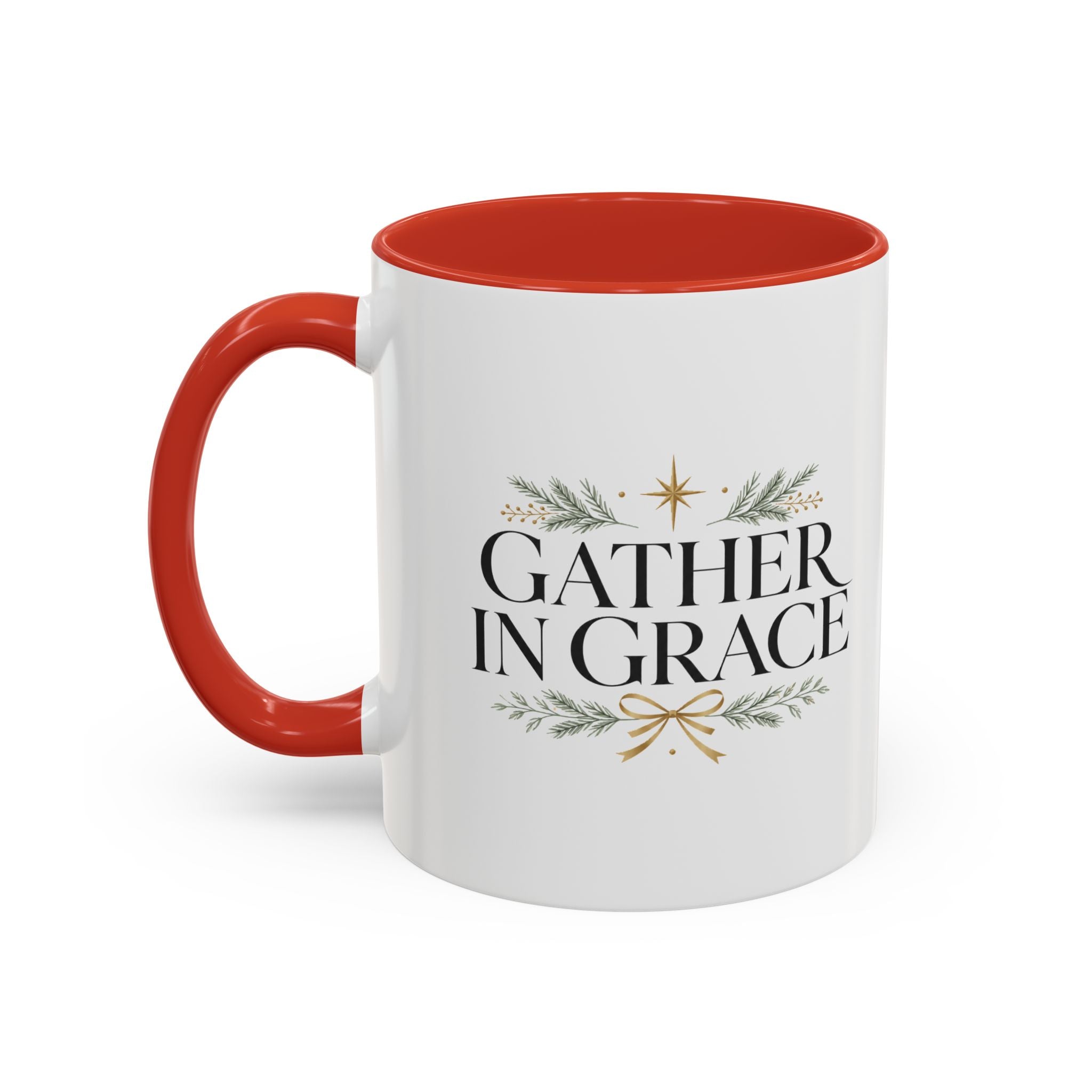 Christmas Gather in Grace Coffee Mug — Inspirational Holiday Accent Mug