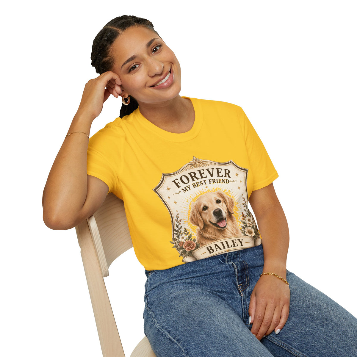 Dog Memorial T-Shirt — "Forever My Best Friend" Personalized Golden Retriever Tribute