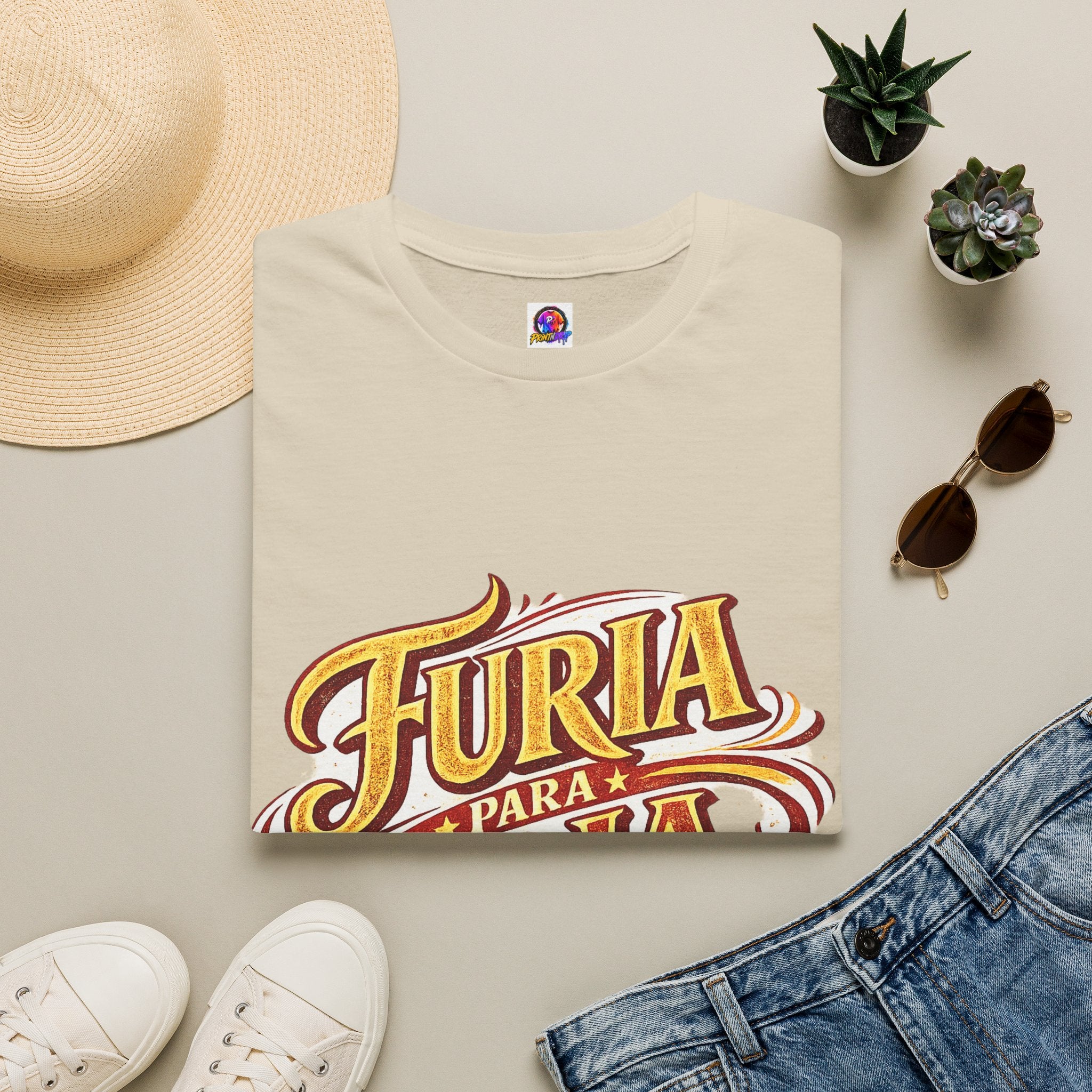 Spain Furia Para Roja Graphic T-Shirt — Bold Spanish Script Tee for Fans & Celebrations