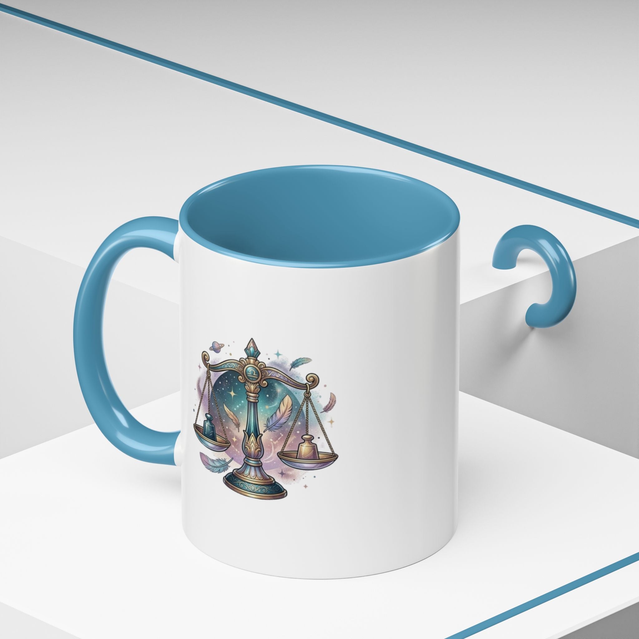 Libra Zodiac Scales Accent Coffee Mug — Astrology Constellation Gift