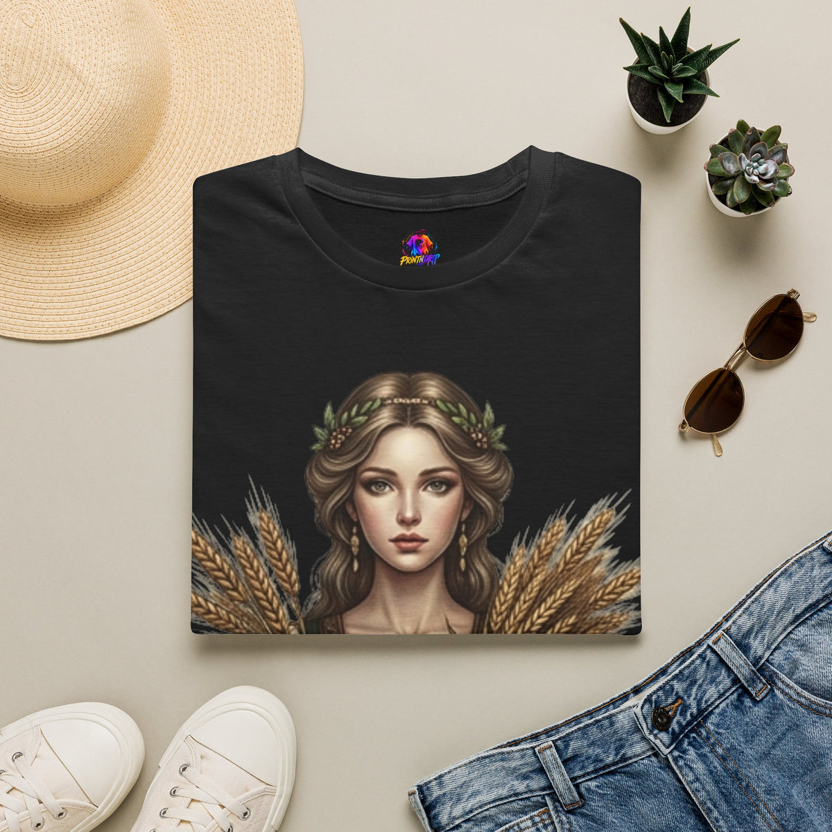 Goddess of Harvest T‑Shirt — Wheat Maiden Graphic Tee