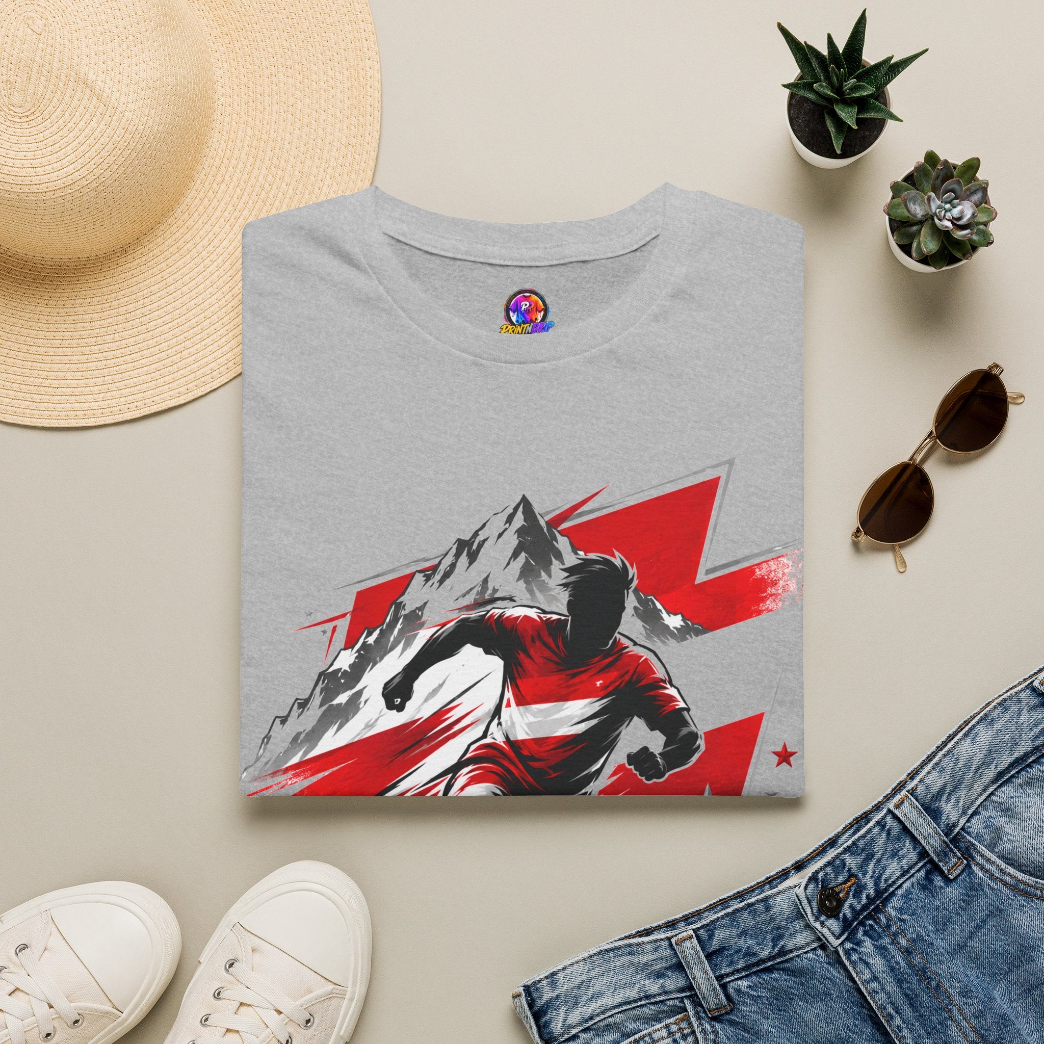 Austria  Alpine Charge Soccer T-Shirt — Mountain Football Graphic Tee -