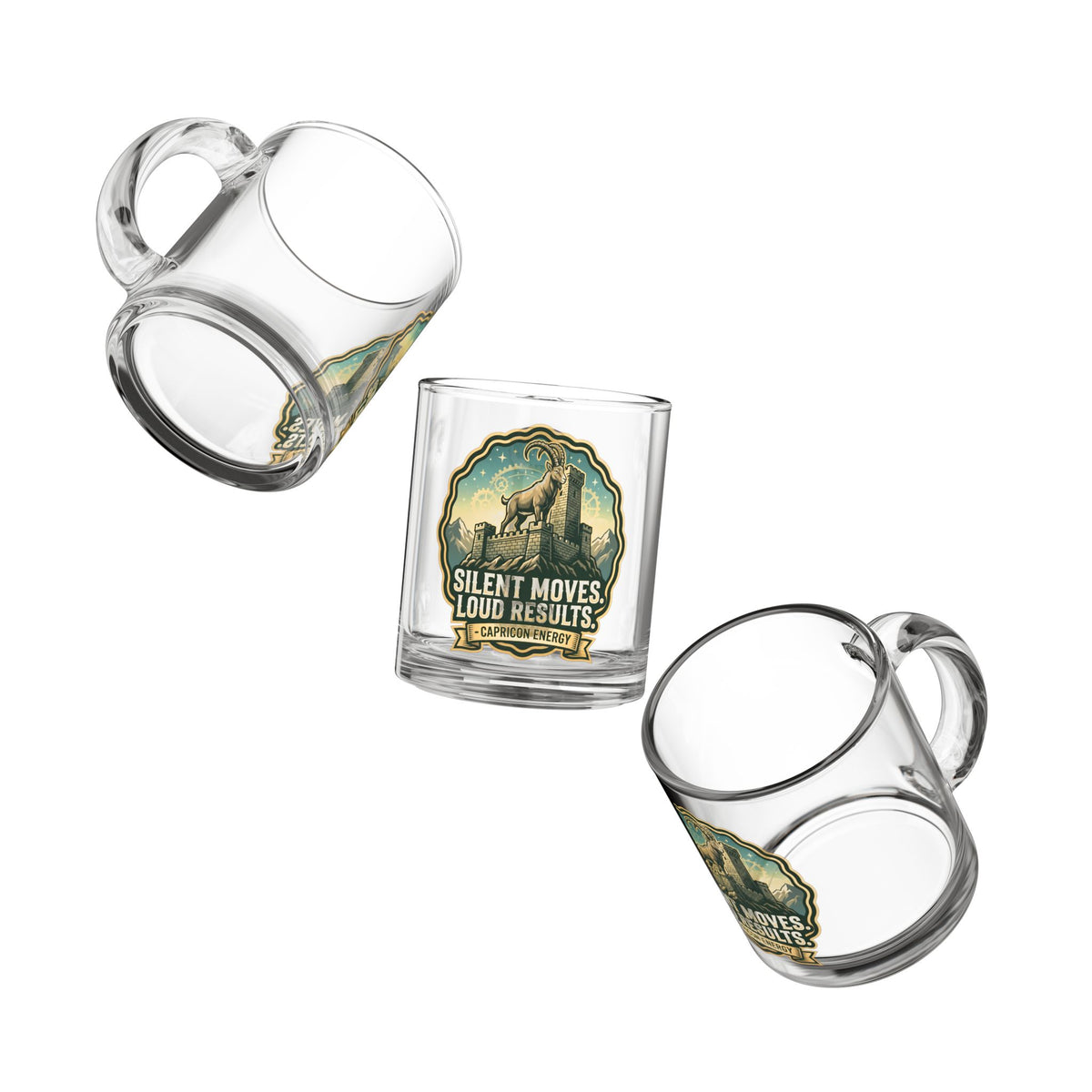 Capricorn Glass Mug – "Silent Moves, Loud Results" Zodiac Coffee Cup