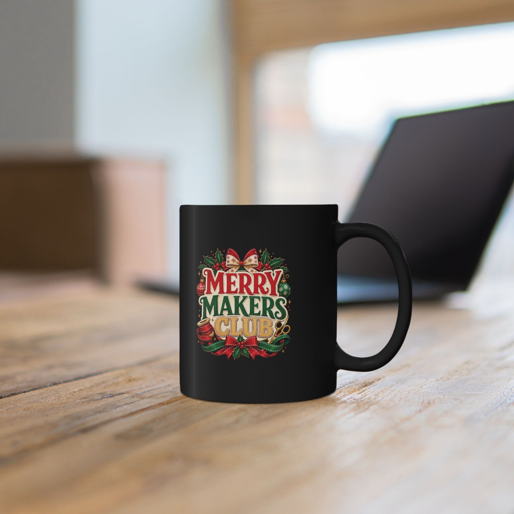 Merry Makers Club Christmas Mug  Black