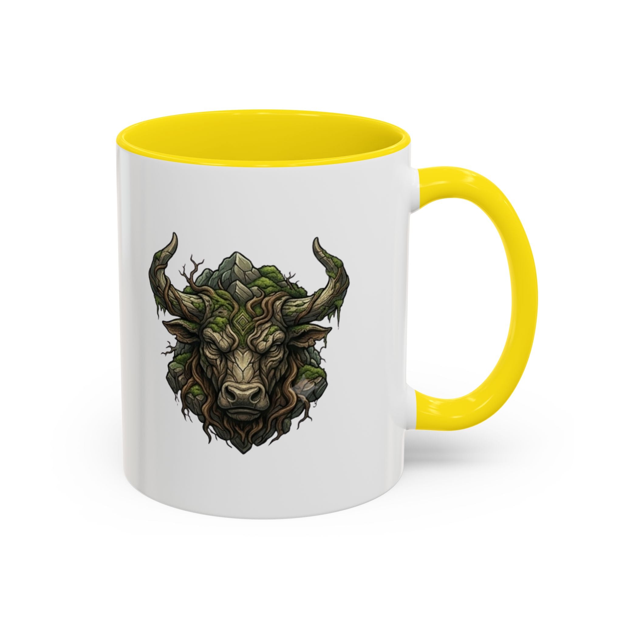 Taurus Bull Nature Coffee Mug — Rustic Green Bull Head Accent Mug
