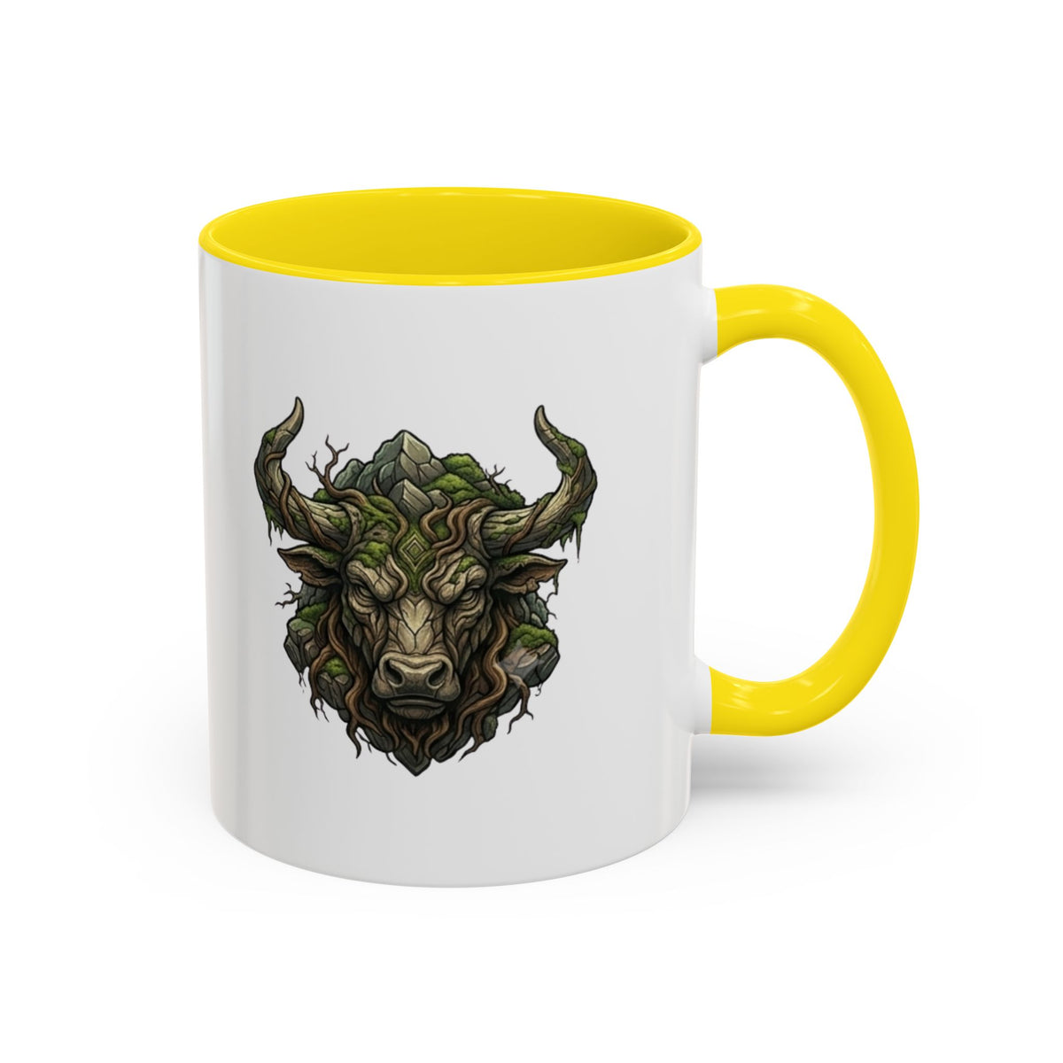 Taurus Bull Nature Coffee Mug — Rustic Green Bull Head Accent Mug