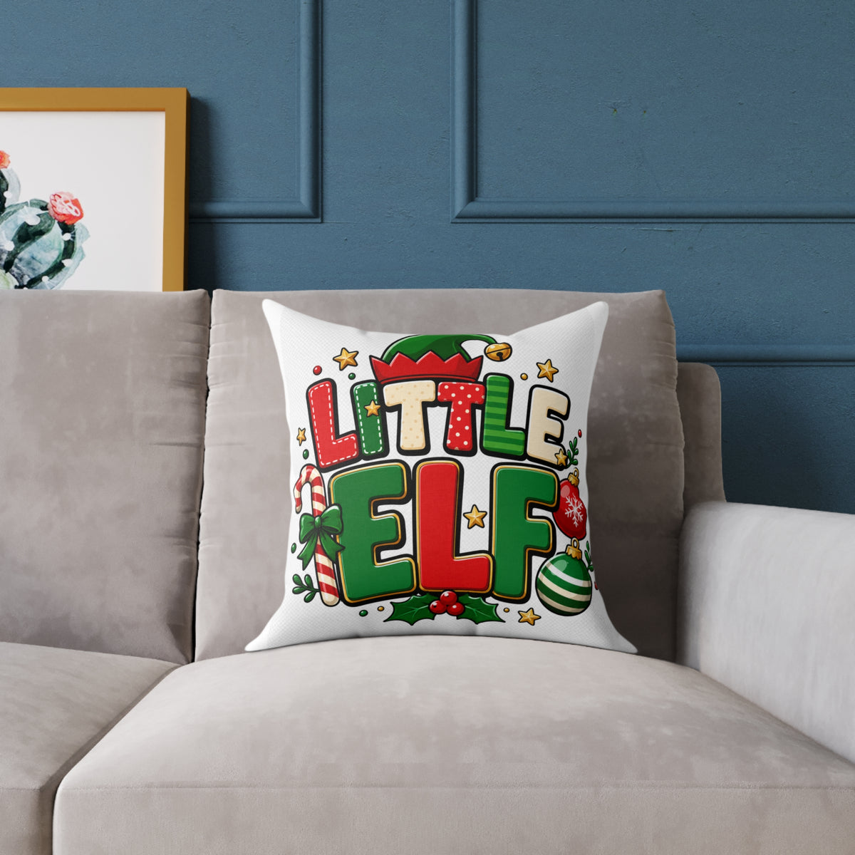 Little Elf Christmas Pillow — Festive Holiday Decorative Throw Pillow