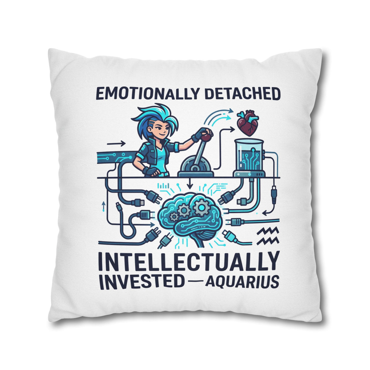 Aquarius Zodiac Spun Polyester Square Pillowcase