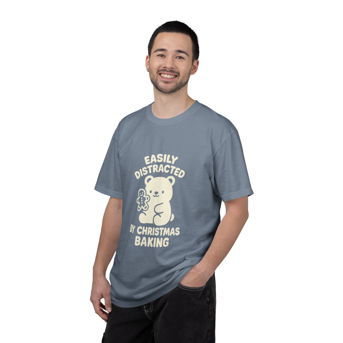 T-Shirt — "Easily Distracted by Christmas Baking" Cute Bear Holiday Tee- Trending Now - October 2026