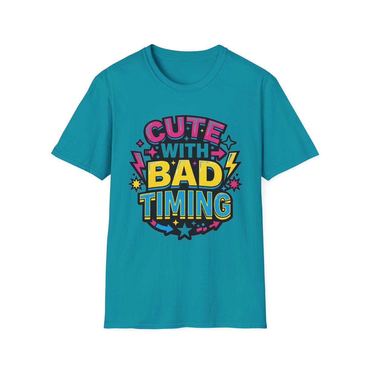 Cute But Bad Timing Graphic T-Shirt — Funny Retro Rainbow Tee - Trending Now - August 2026