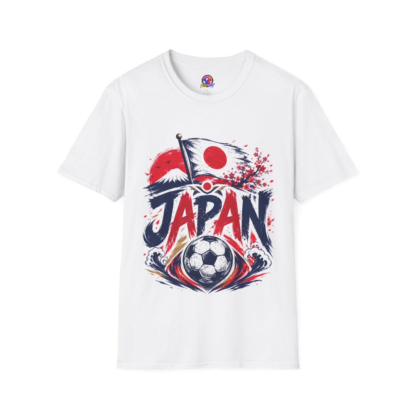Japan Soccer T-Shirt — Japanese Flag & Cherry Blossom Football Graphic