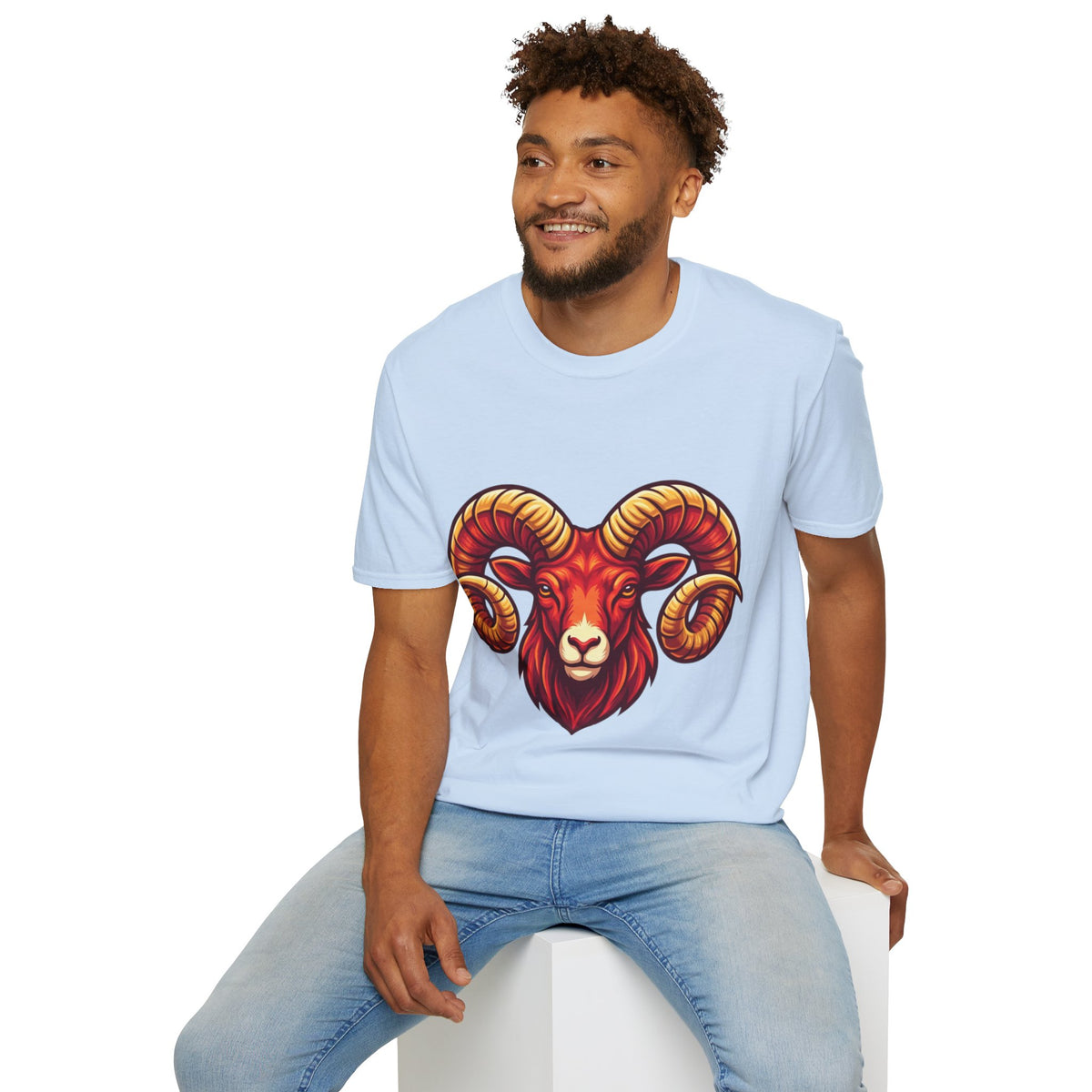 Aries Zodiac Ram Skull T-Shirt — Bold Goat Horn Graphic Tee (Aries/Zodiac)