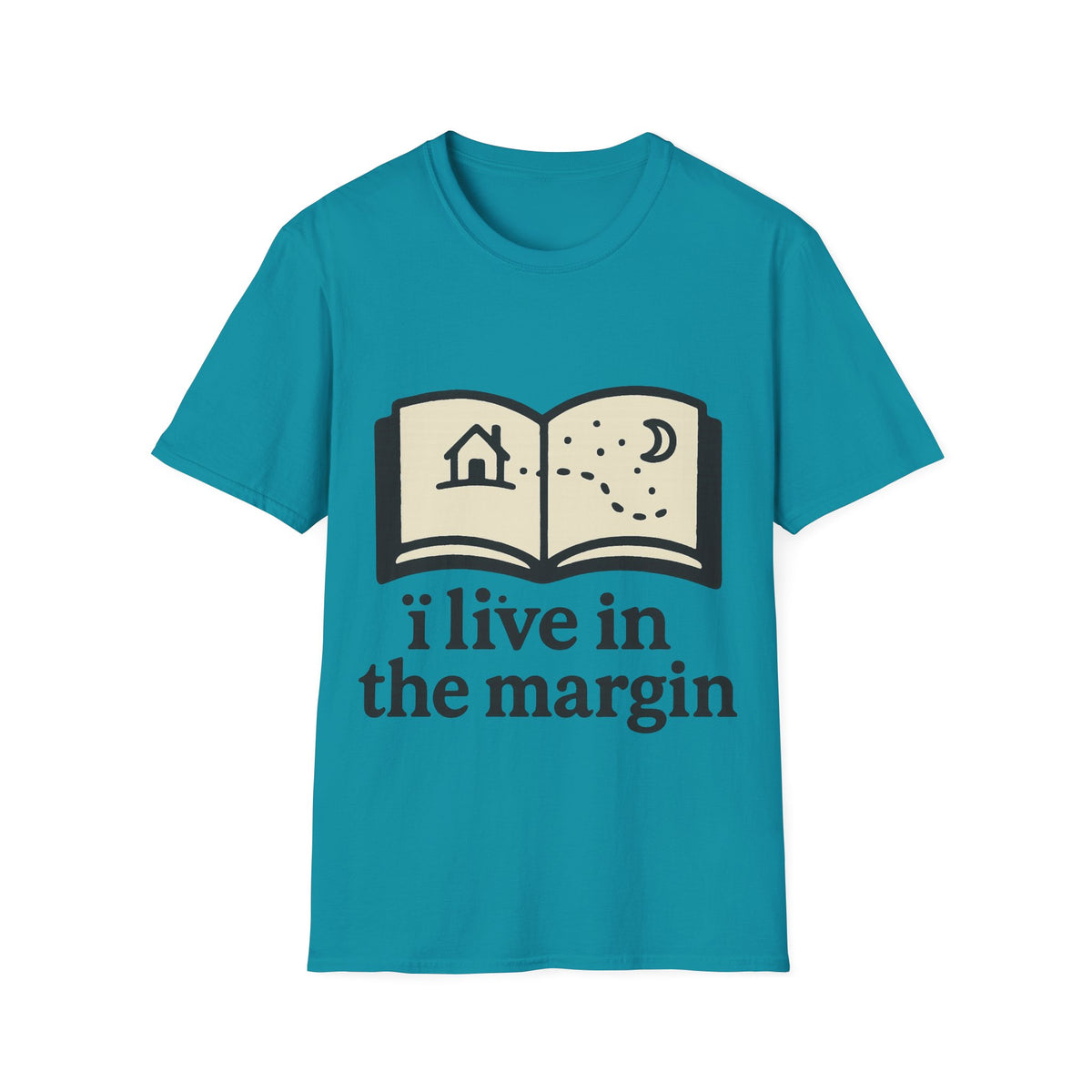 "I Live In The Margin" Bookworm Tee | Cute Celestial Book Graphic T-Shirt - Trending Now - September 2026