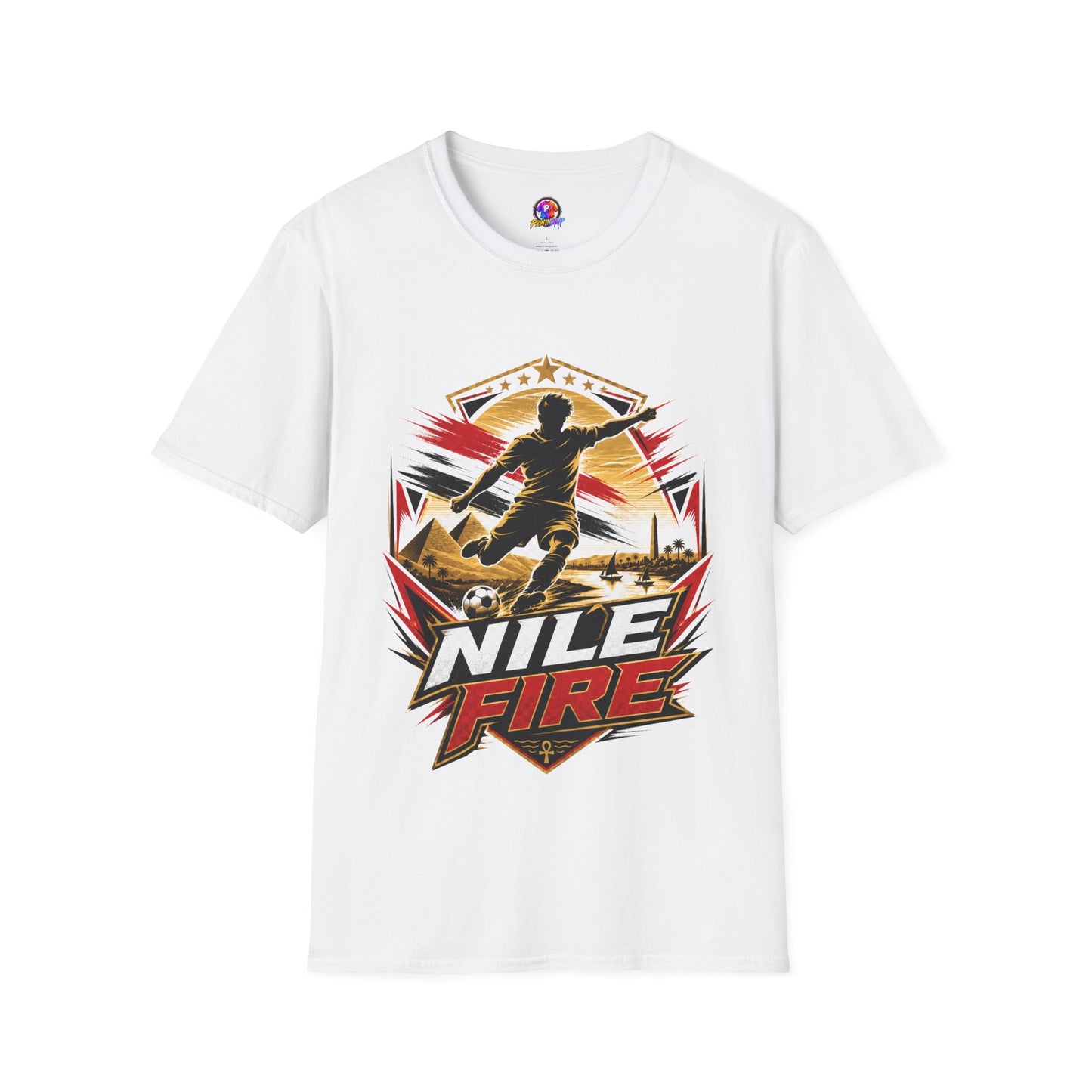 Egypt Soccer Player Nile Fire Graphic T-Shirt — Retro Athletic Team Tee