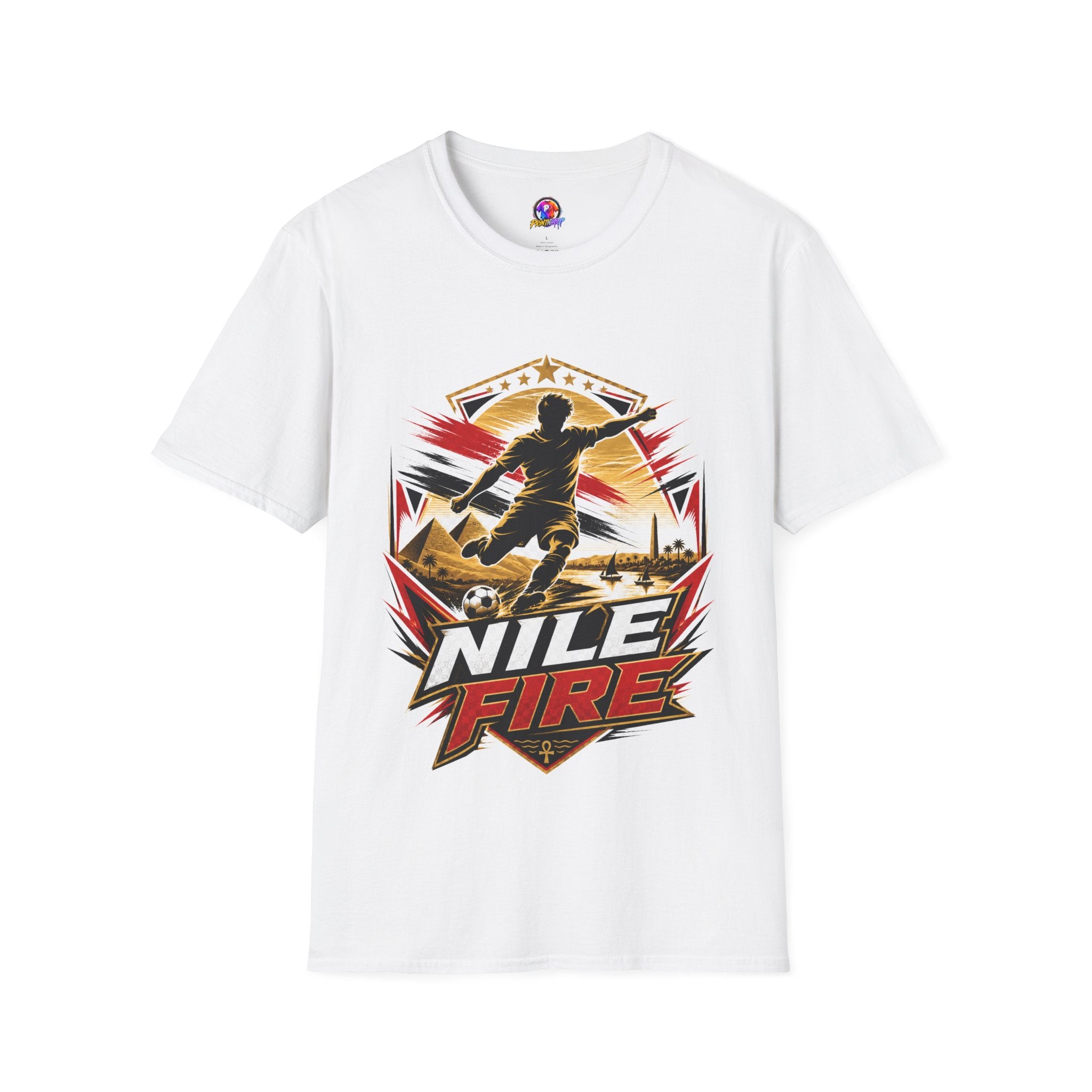 Egypt Soccer Player Nile Fire Graphic T-Shirt — Retro Athletic Team Tee