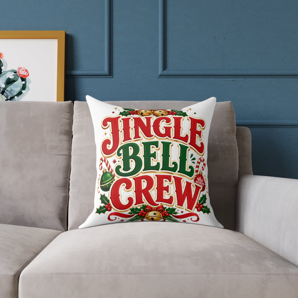 Christmas Jingle Bell Crew Holiday Pillow — Festive Christmas Decorative Throw Pillow