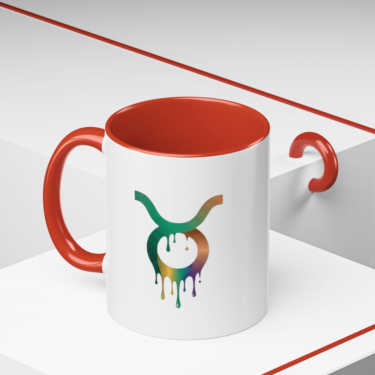 Taurus Drip Zodiac Coffee Mug — Colorful Taurus Symbol Accent Mug