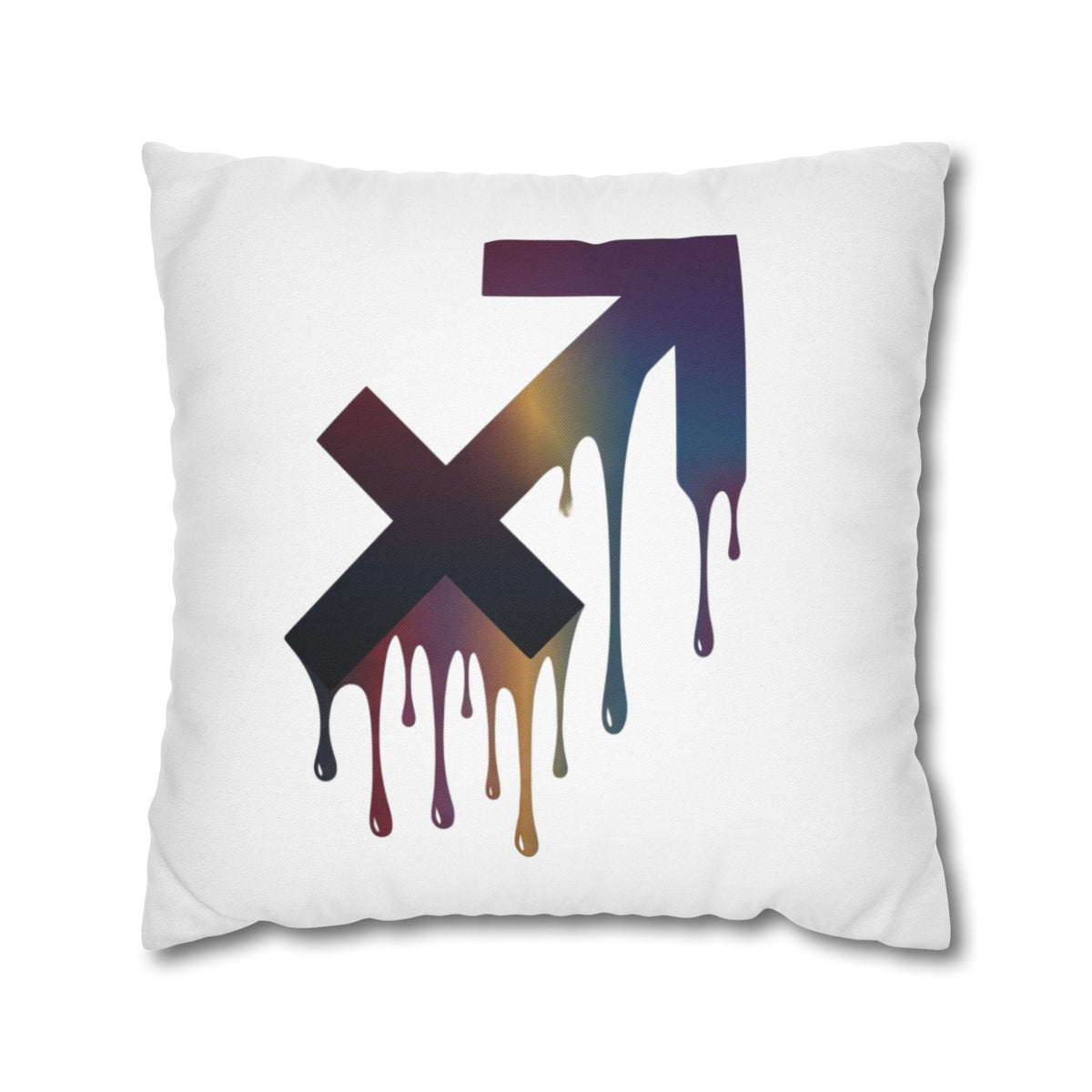 Sagittarius Dripping Arrow Logo Pillowcase — Modern Graphic Accent Pillow