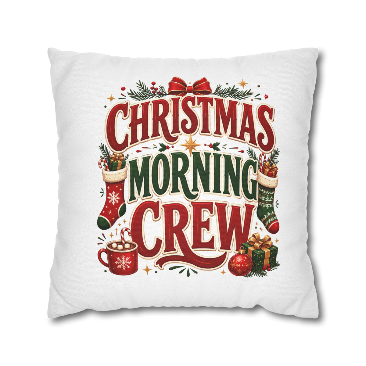 Christmas Spun Square Pillowcase  Morning Crew Pillowcase