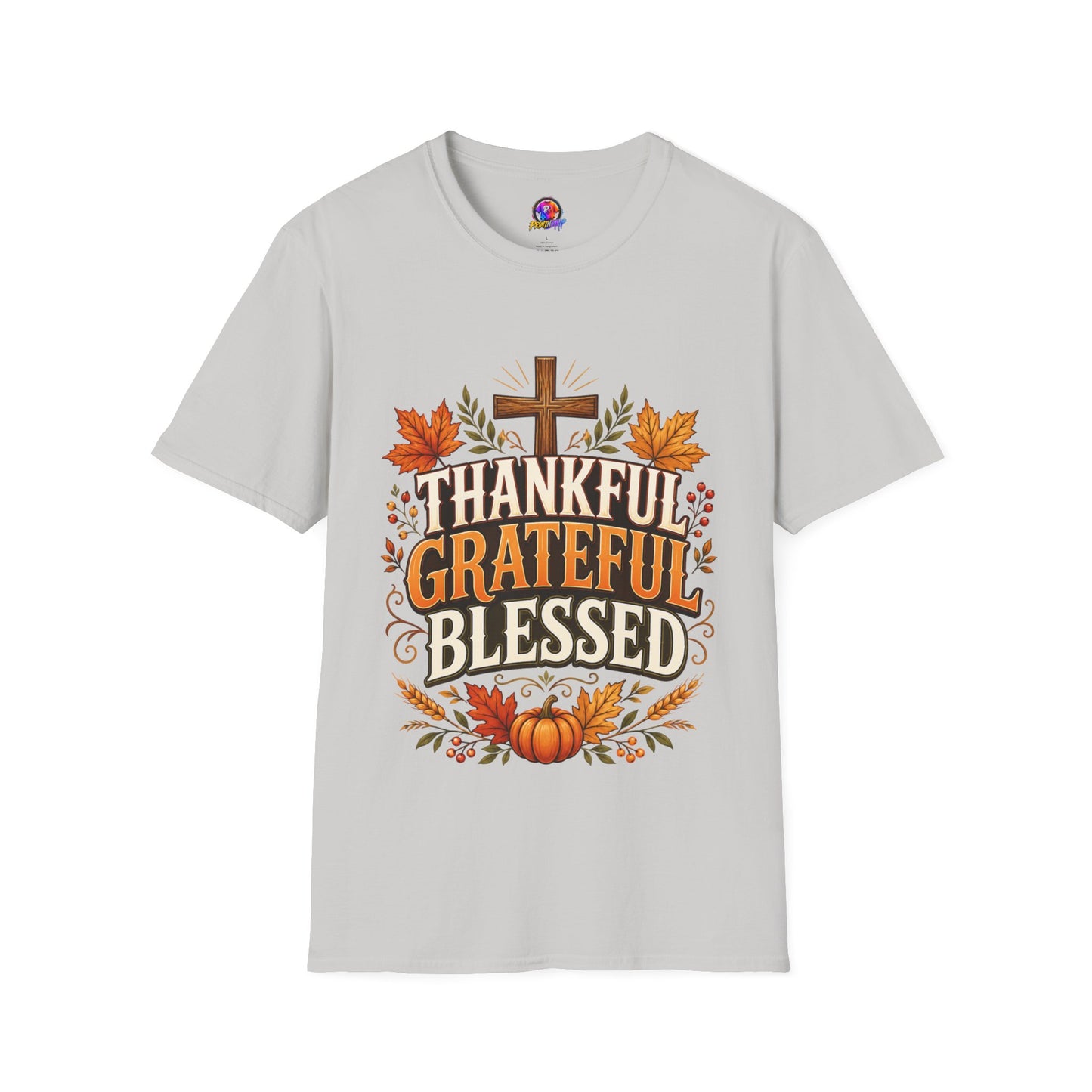 Thankful Grateful Blessed T-Shirt — Fall Thanksgiving Christian Tee